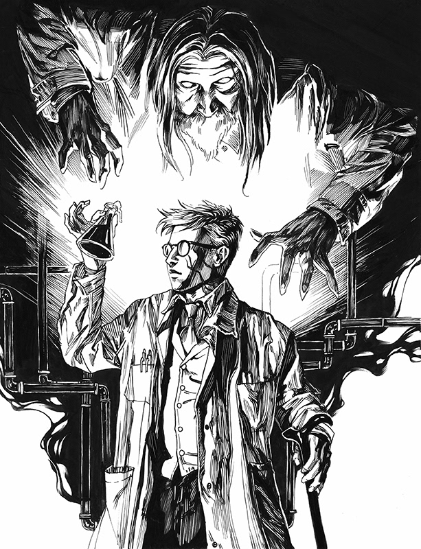 Jekyll and Hyde, 8.5 x 11, Ink and Claybord