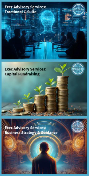 Executive Advisory Services Image of  Fractional C-Suite, Capital Fundraising, Business Strategy & Guidance with a modern technology AI look of the future