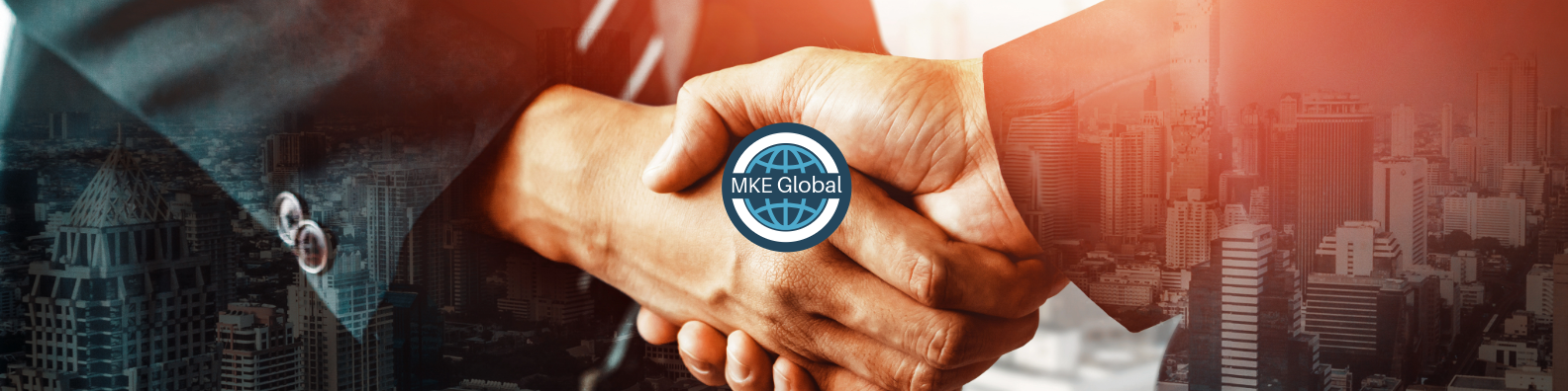 MKE Global, LLC showing two professional business leaders doing a handshake. 