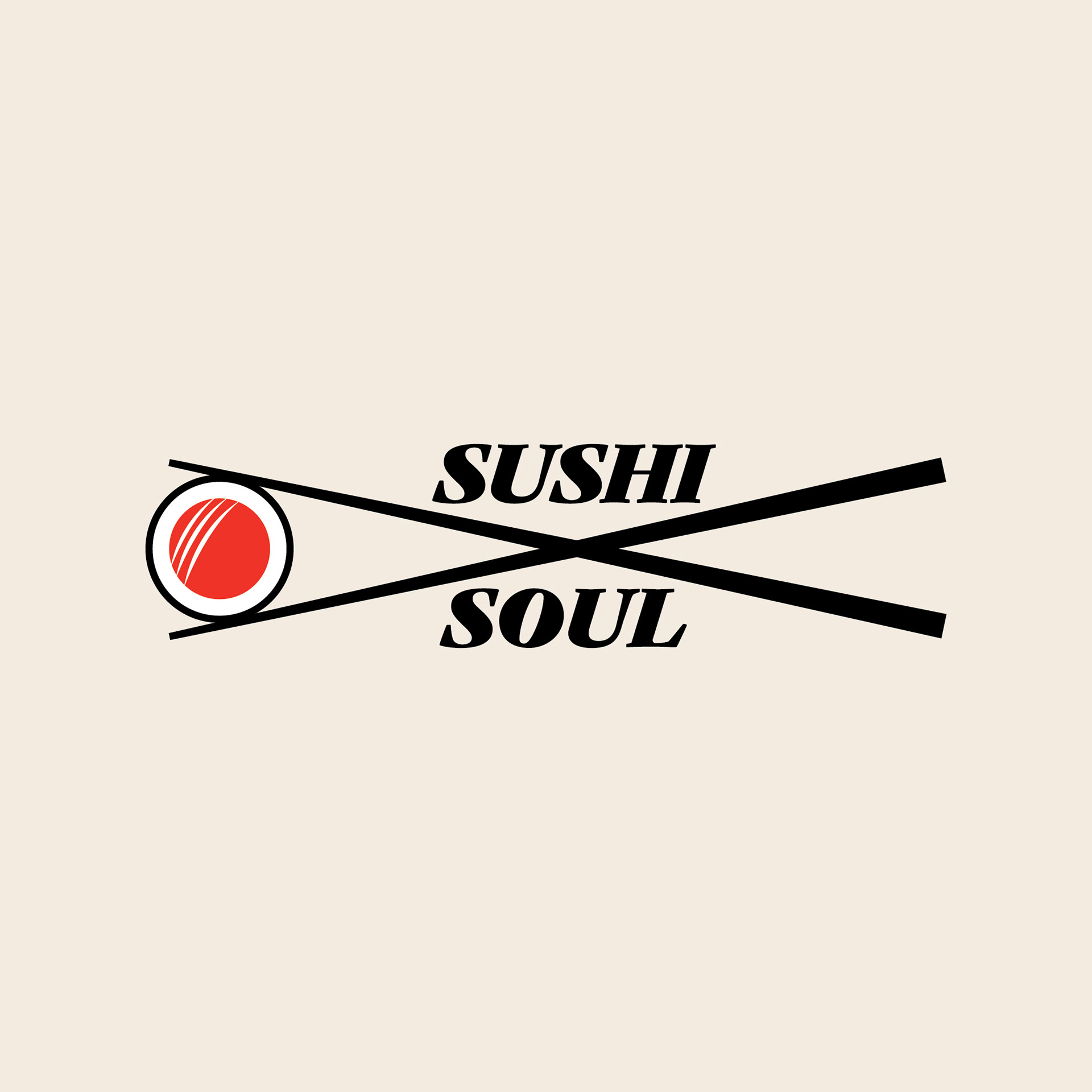 A conceptual logo and identity exploration for a modern sushi restaurant. The mark combines a sushi roll and chopsticks into a minimalist brand symbol, designed to create an immediate visual connection to the restaurant’s offering while maintaining a clean, memorable identity.