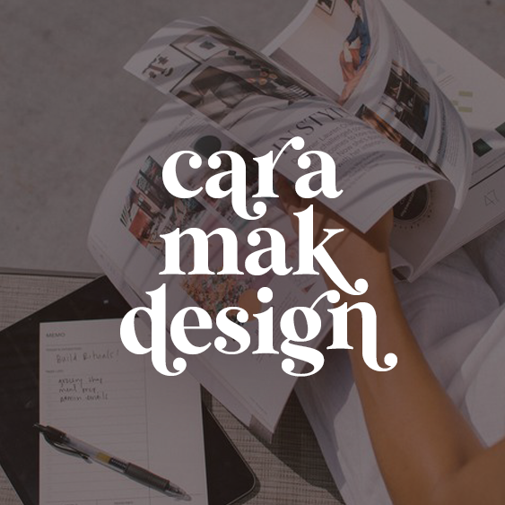 square image reading "Cara Mak design", which links to a page with her portfolio and etsy shop