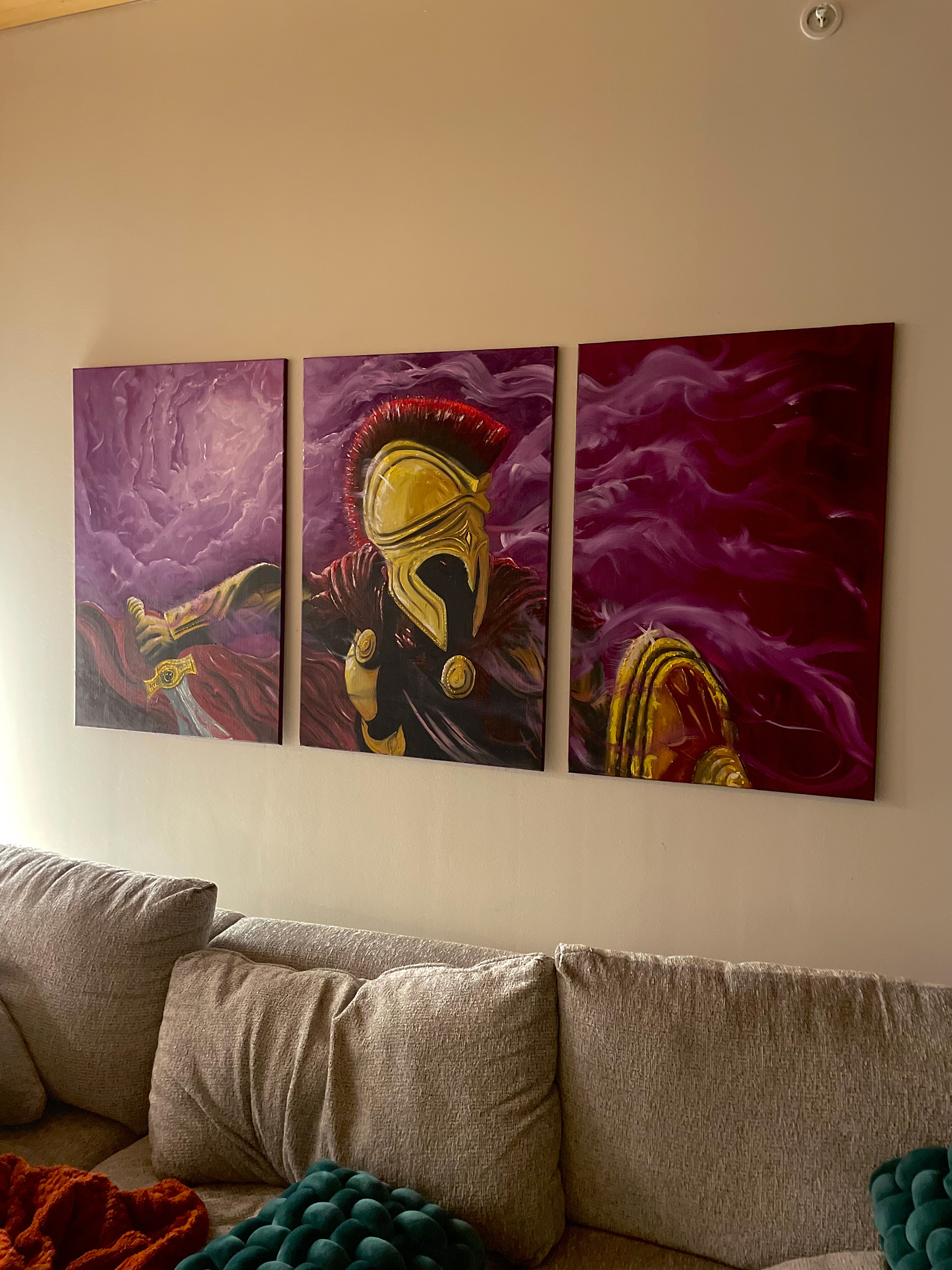 "The Spartan" Oil on 3 24"x36" canvases (Sold)