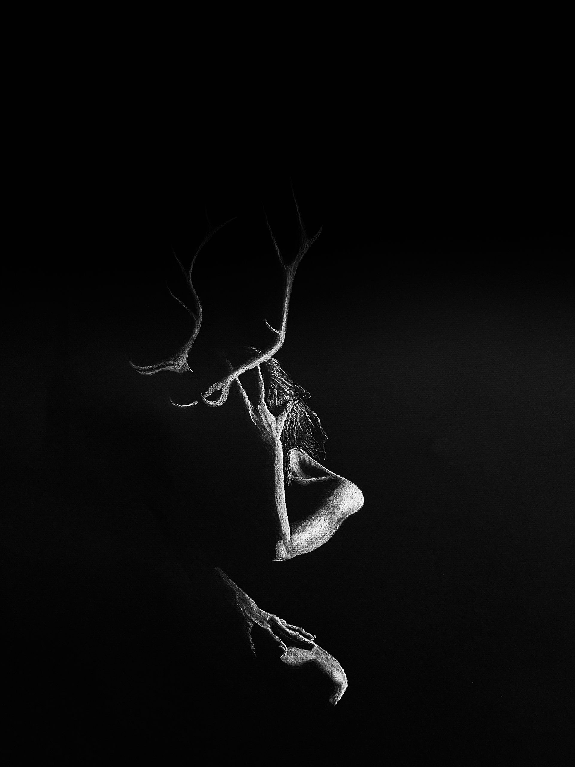 White pencil on paper