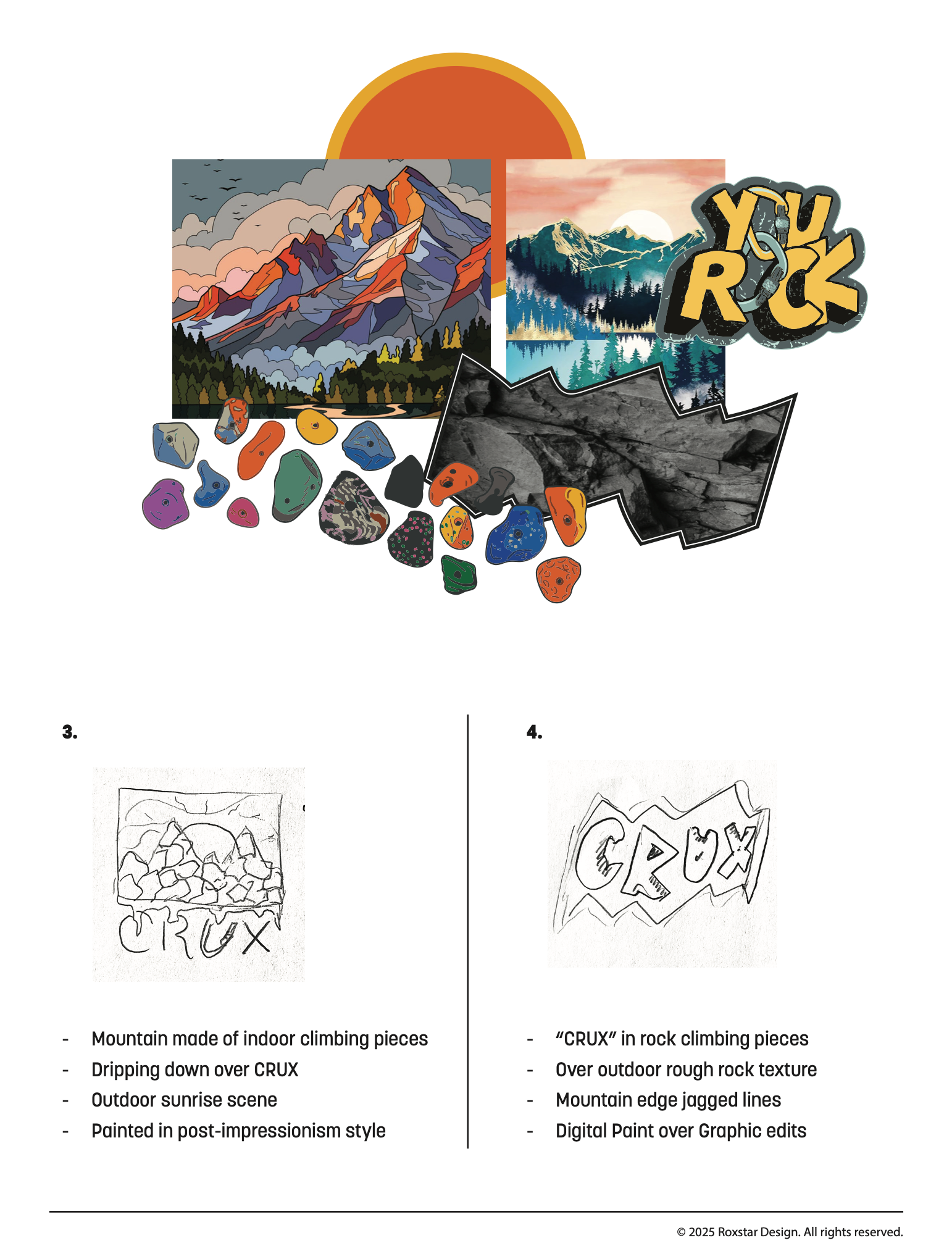 Concepts 3-4 for Crux climbing brand