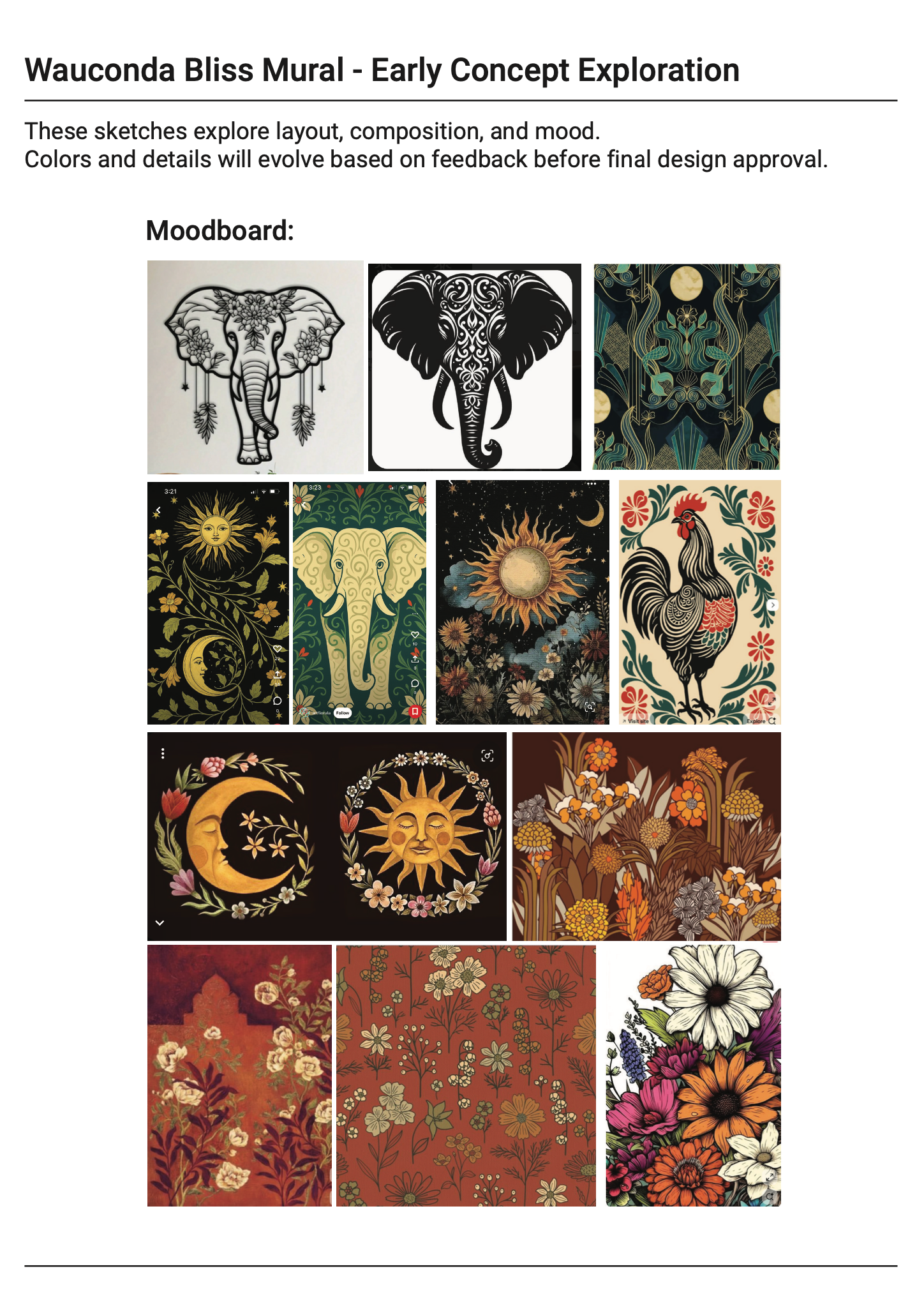 Moodboard for Wauconda Bliss Mural