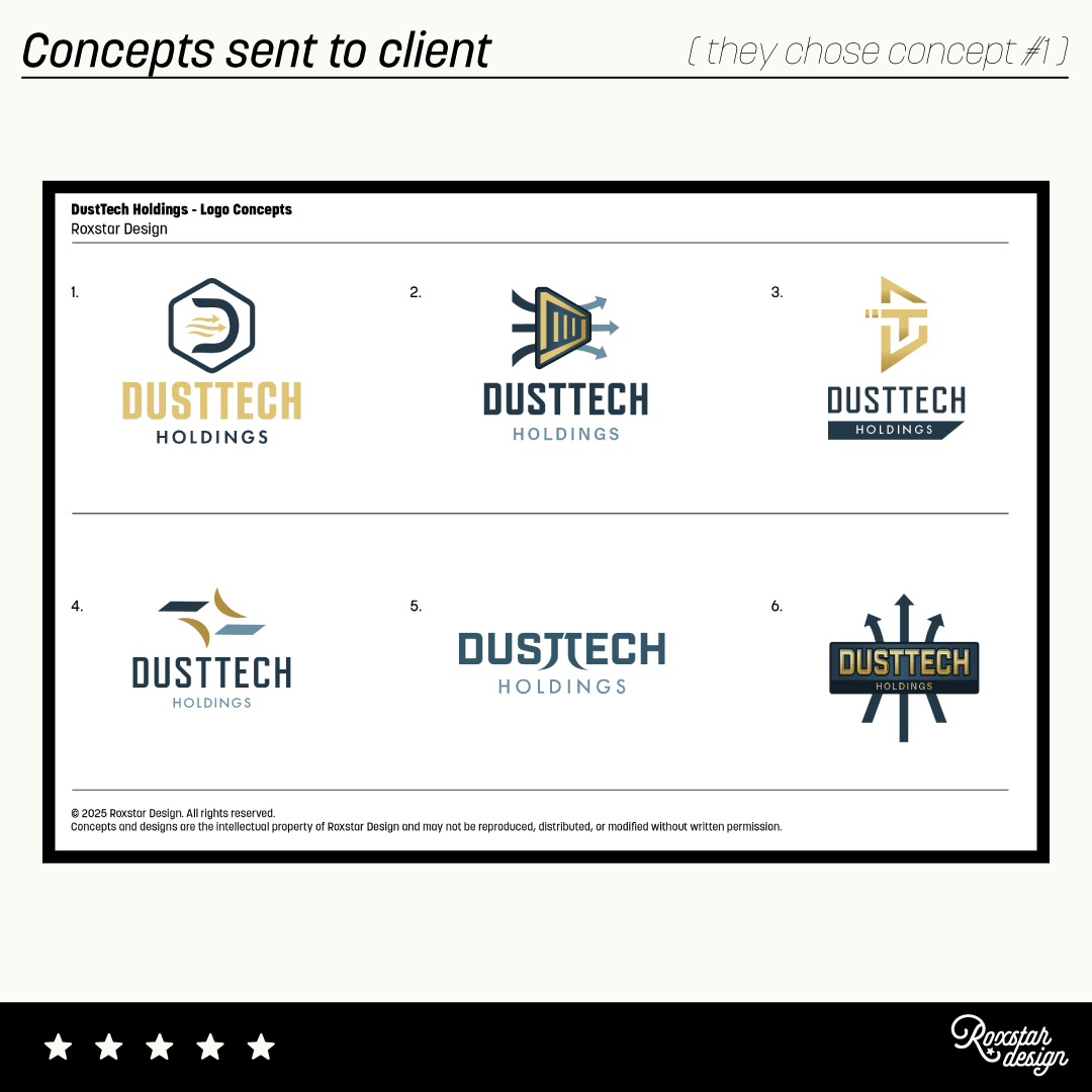 6 Logo options sent to client