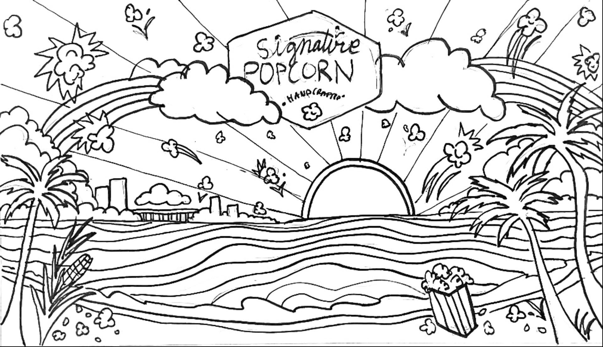 Signature Popcorn Mural concept sketch