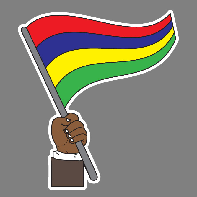 Hand Waiving Mauritian Flag