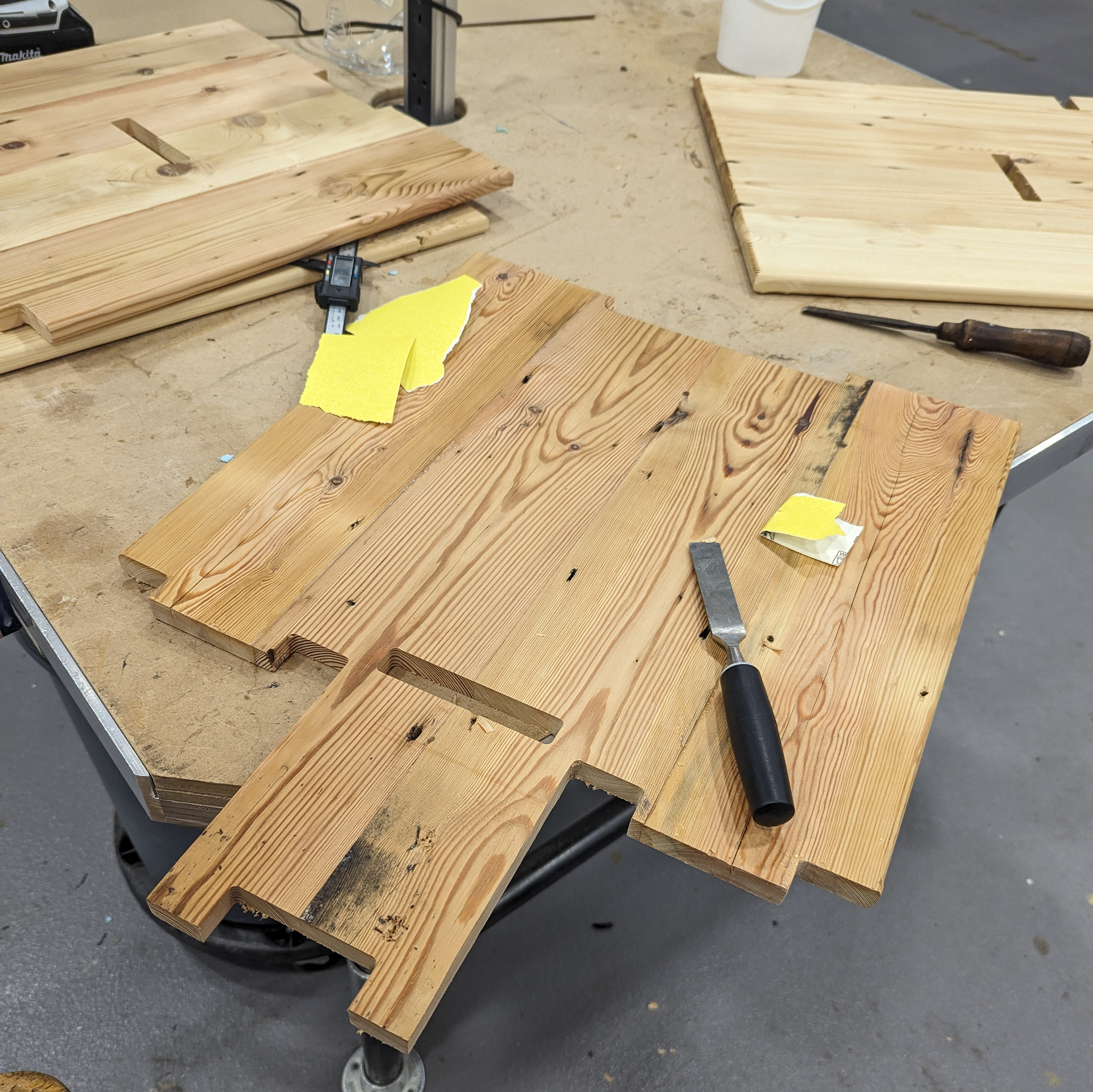 Components were fine tuned using a chisel, creating angled cuts that weren't possible on the CNC.