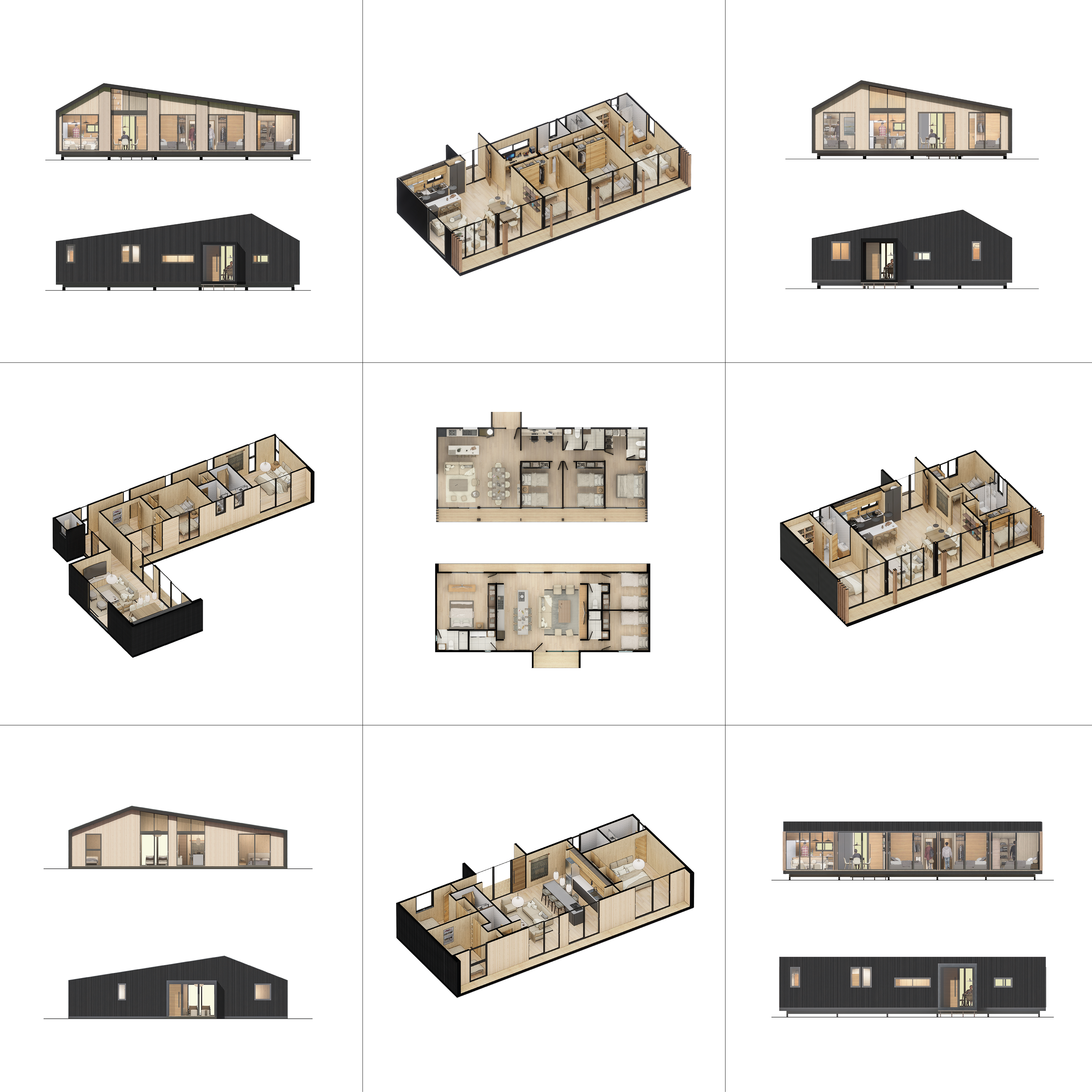 Ilustraciones casas panel SIP | Catalán D FORMA Construcción | 2024