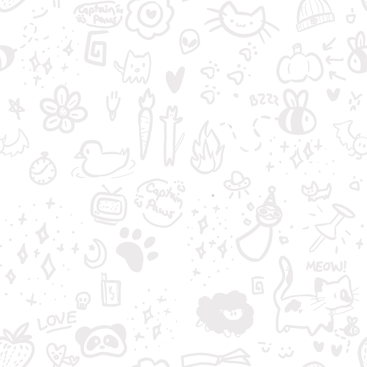 Captain Paws Doodle Repeating Pattern