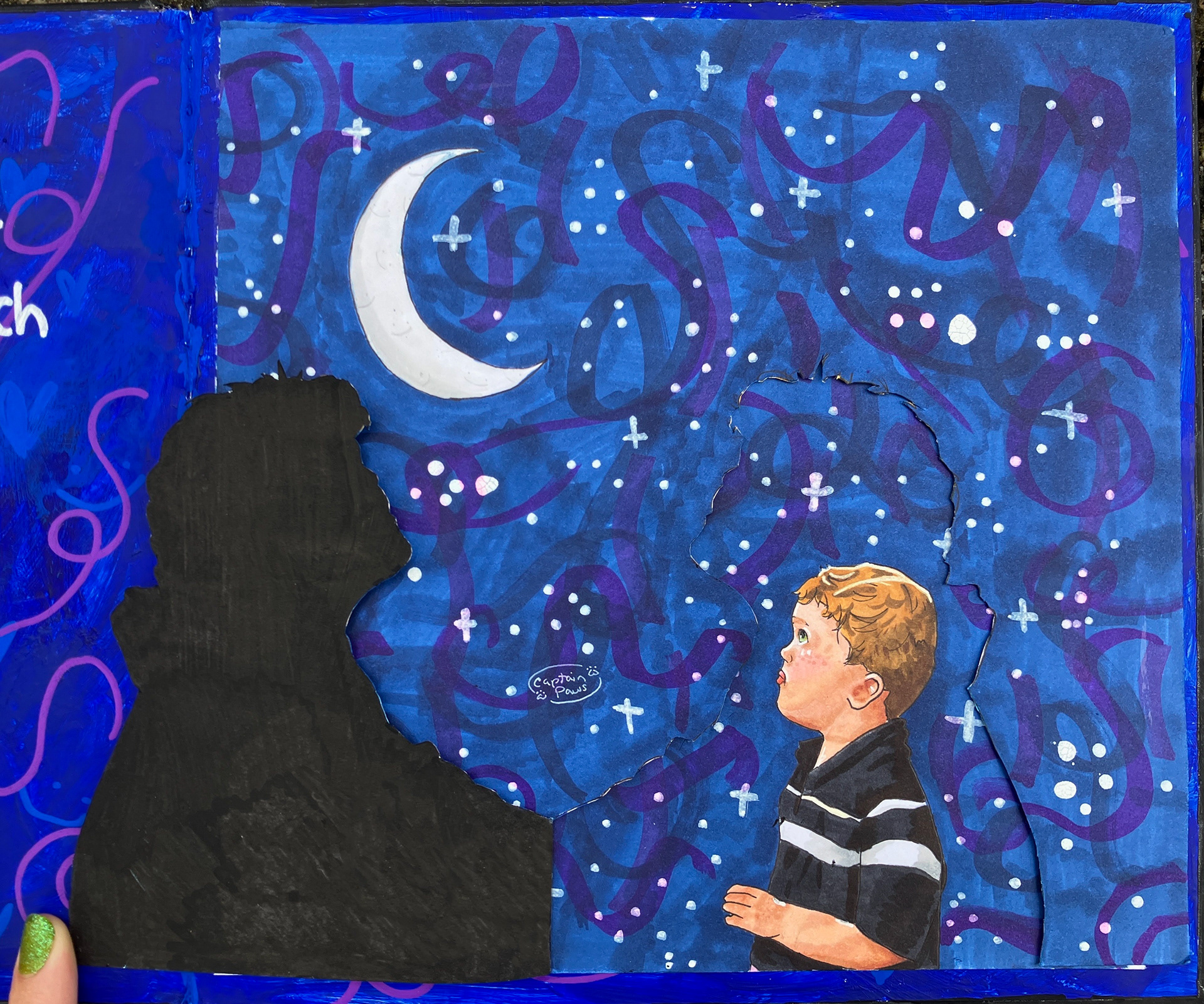 Looking up at the same Moon Storybook Close Up Child