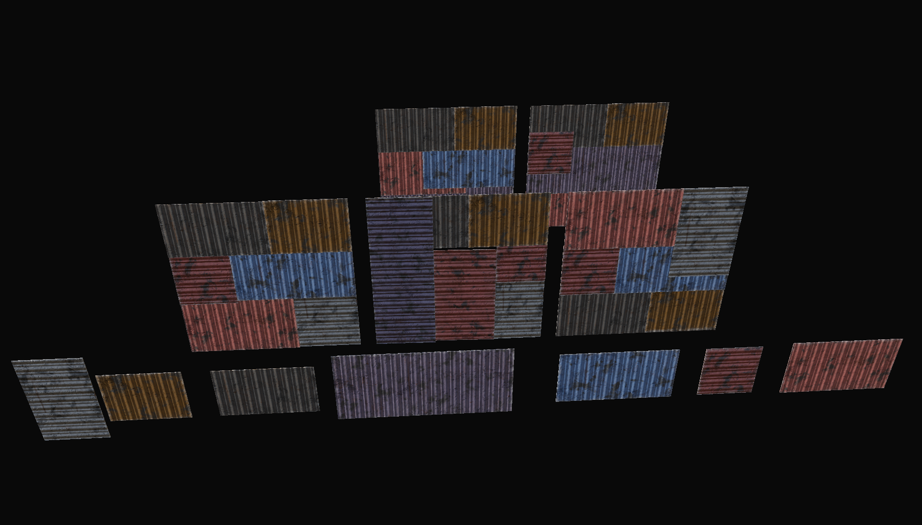 Shanty walls are made up of modular pieces that can be rearranged to form many variations on walls.