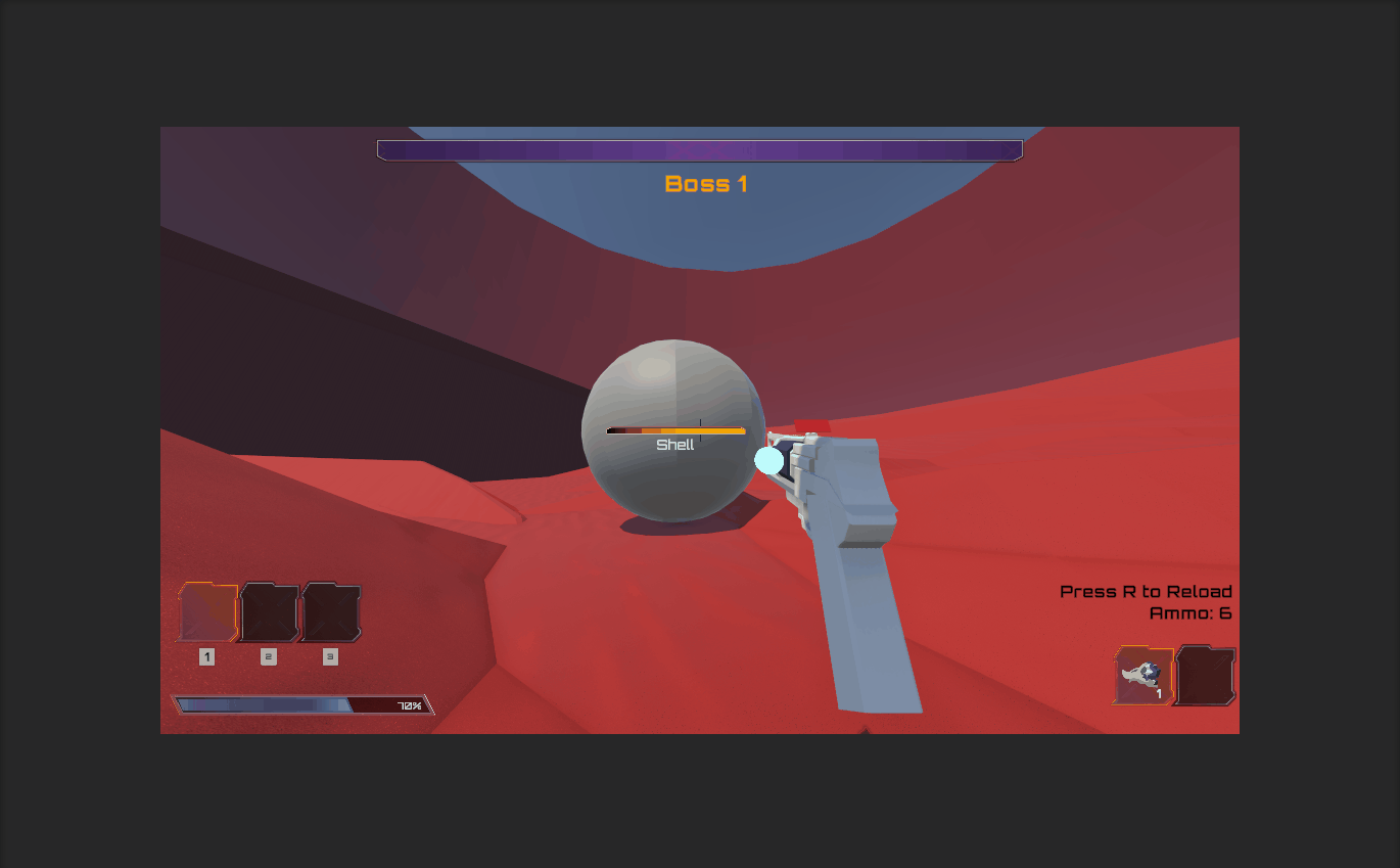 Early Shooting Build, shows an early version of the ammo indicator shader