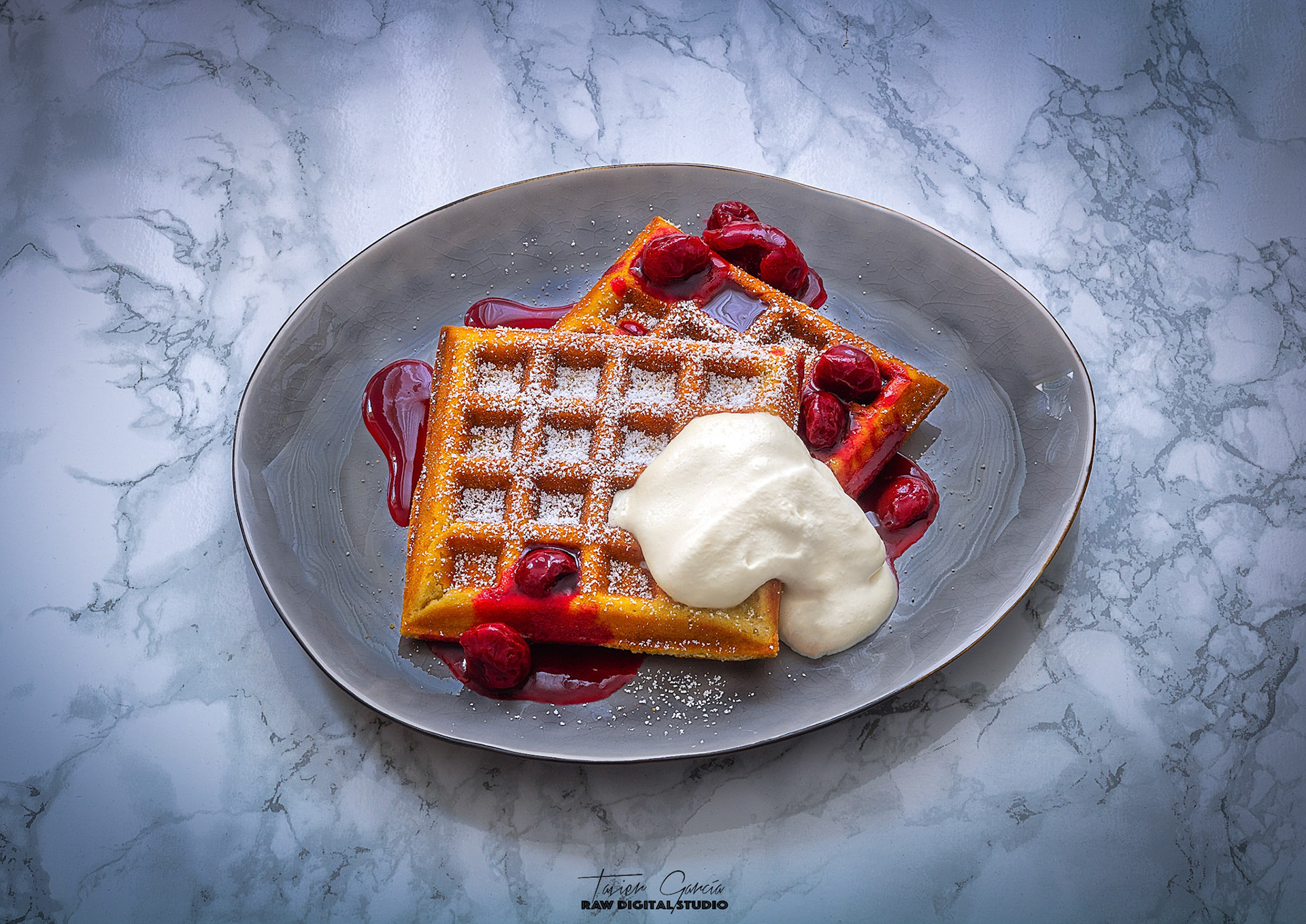 Cherry Cheesecake Sour Cream Waffles