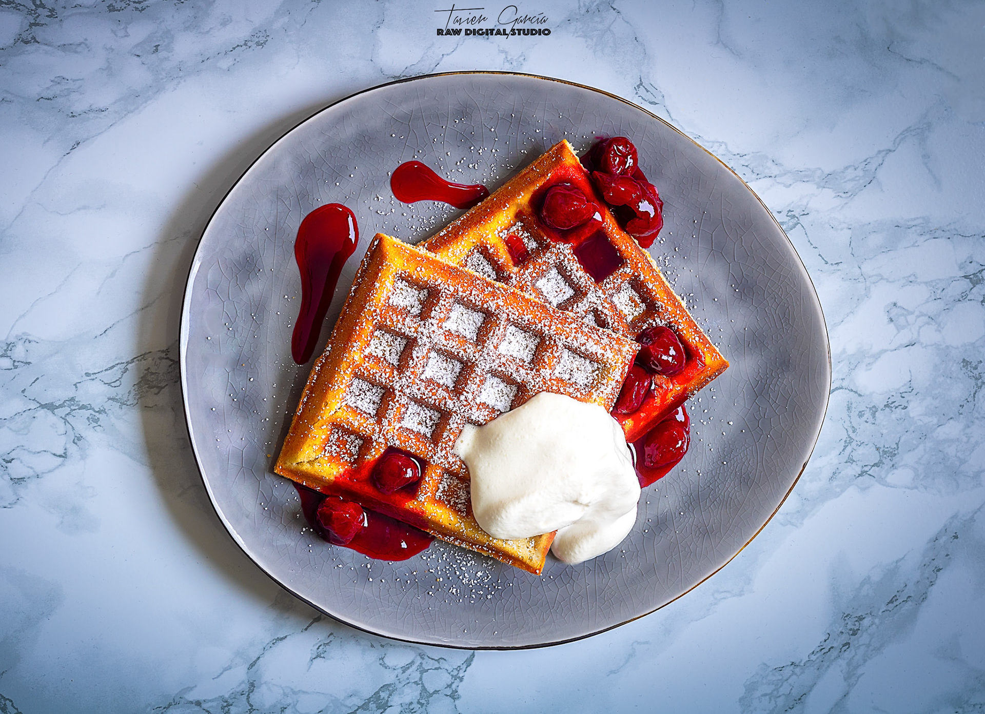 Cherry Cheesecake Sour Cream Waffles