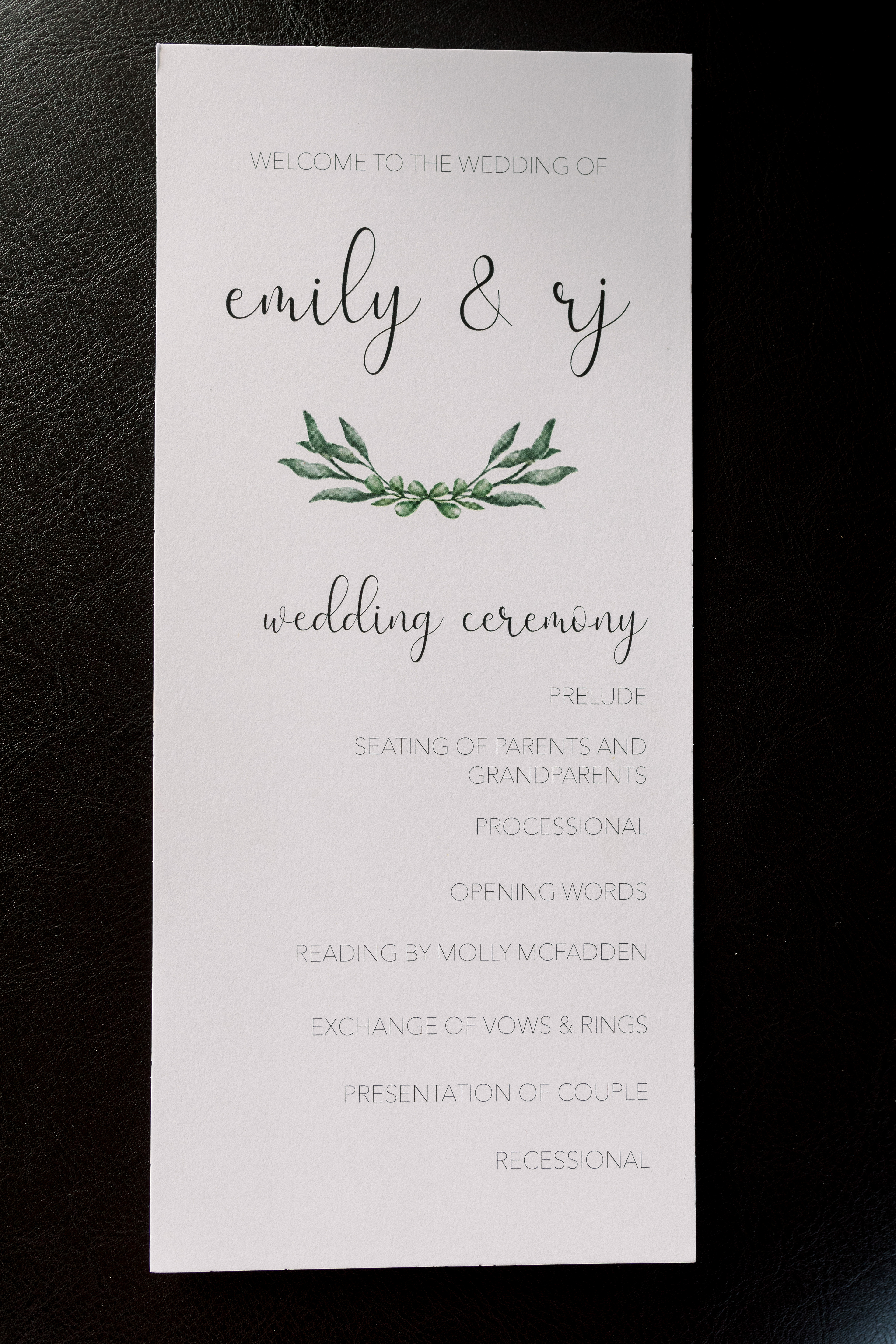 Designed and created ceremony programs