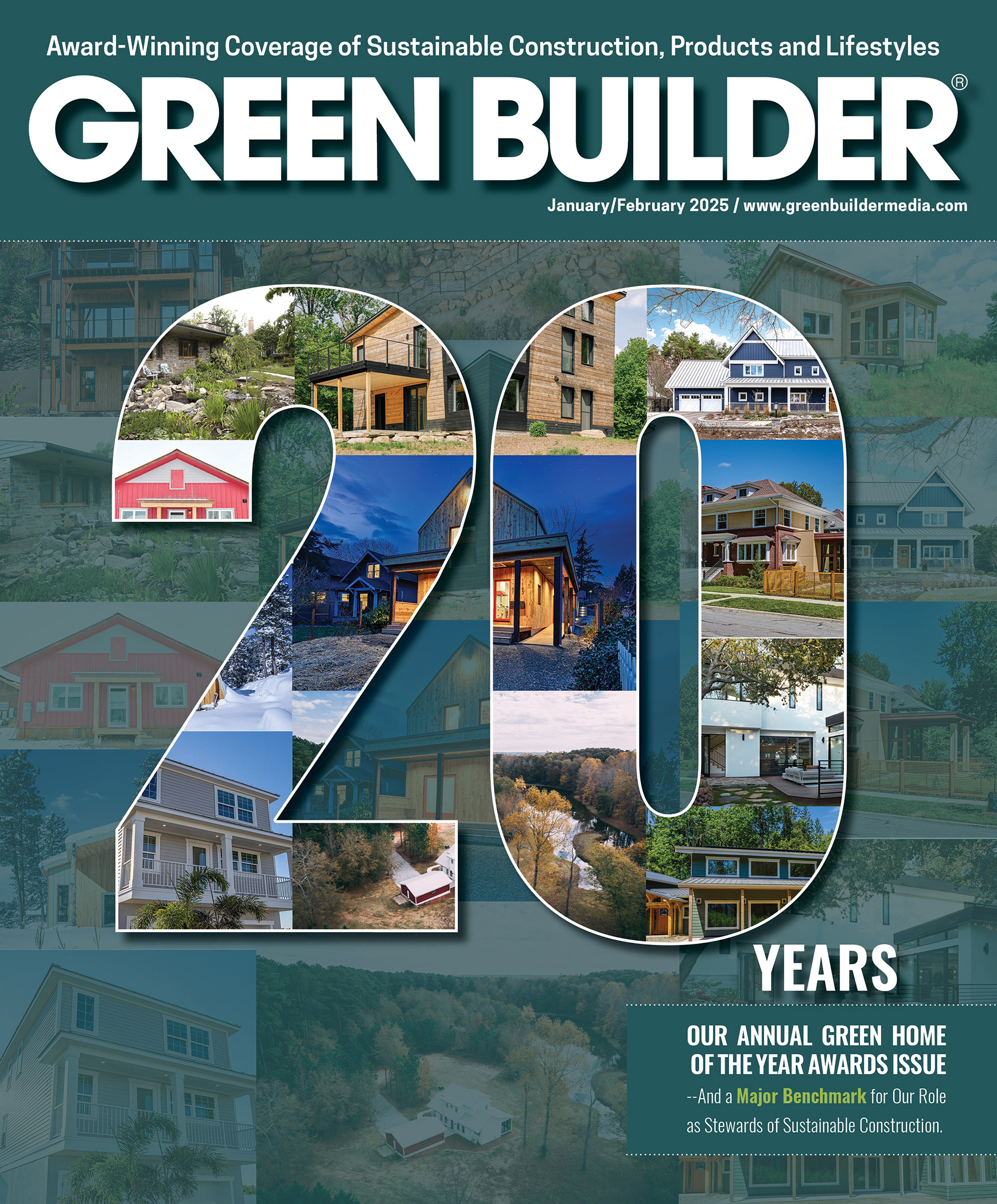 Cover design for Green Builder Media's 20th Anniversary issue.