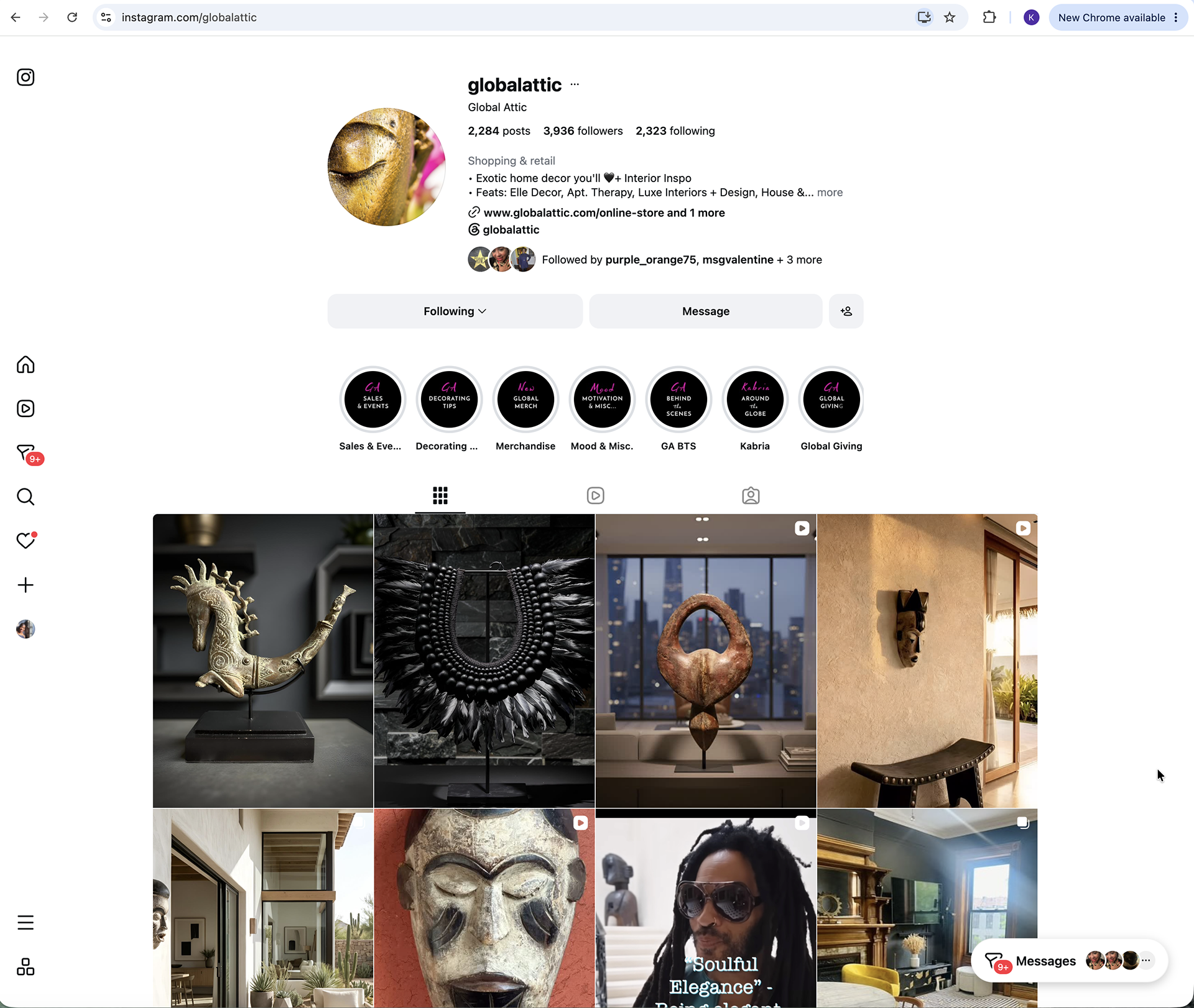 Global Attic Instagram