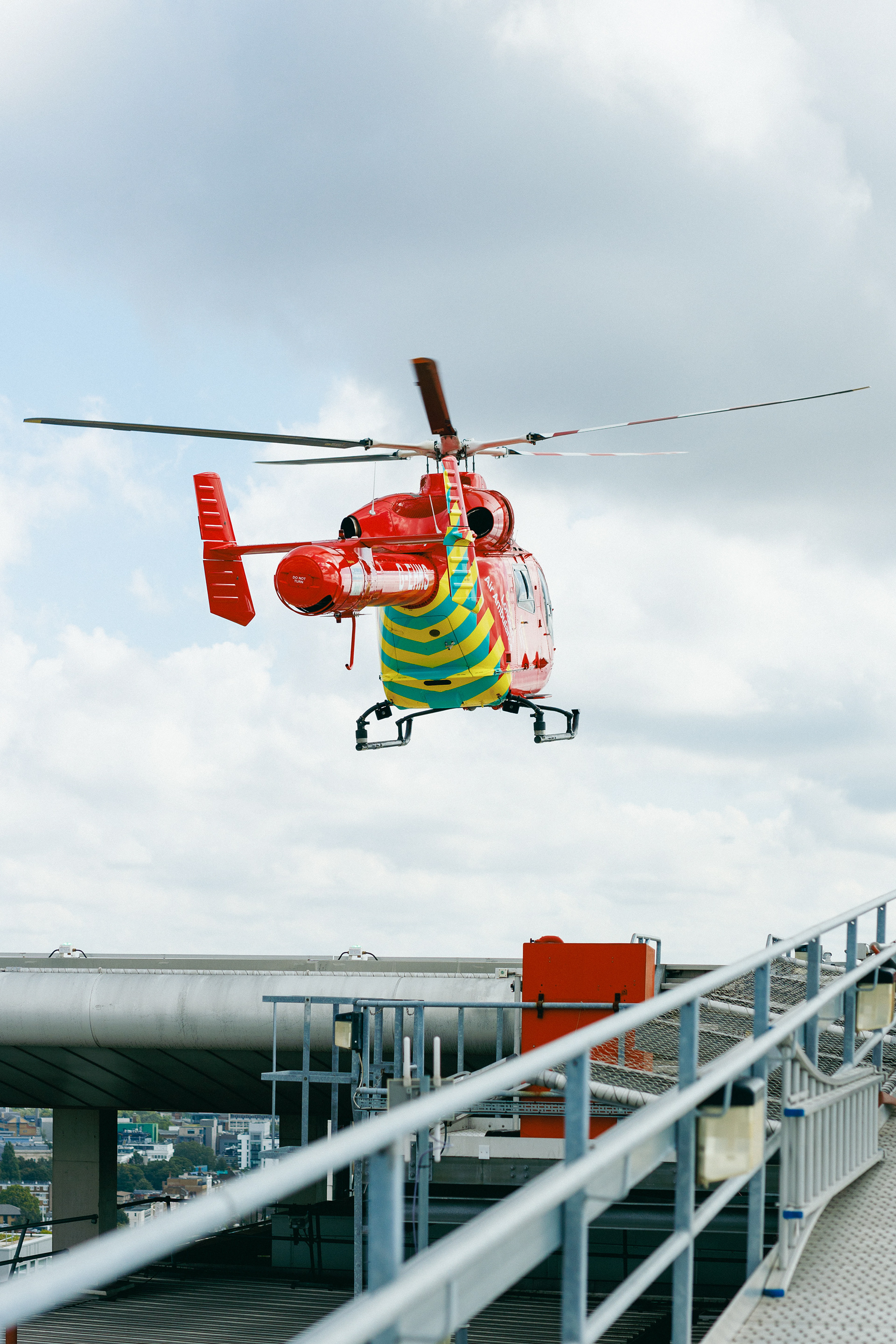 Londons Air Ambulance returning from a job.