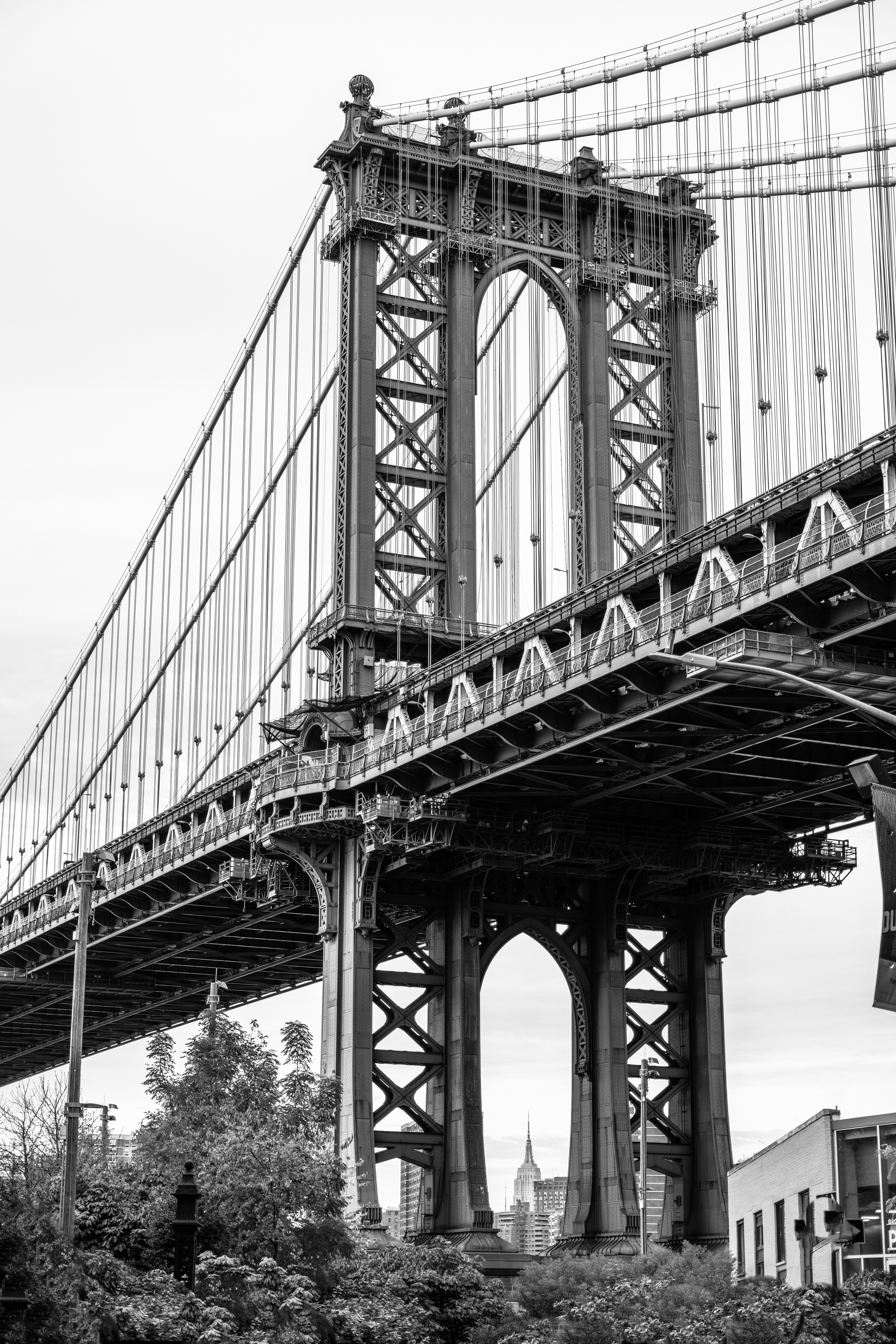 The Manhattan Bridge and The Empire State Building in Black & White.