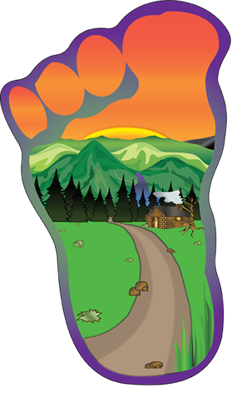  Sasquatch foot Mountain scene  