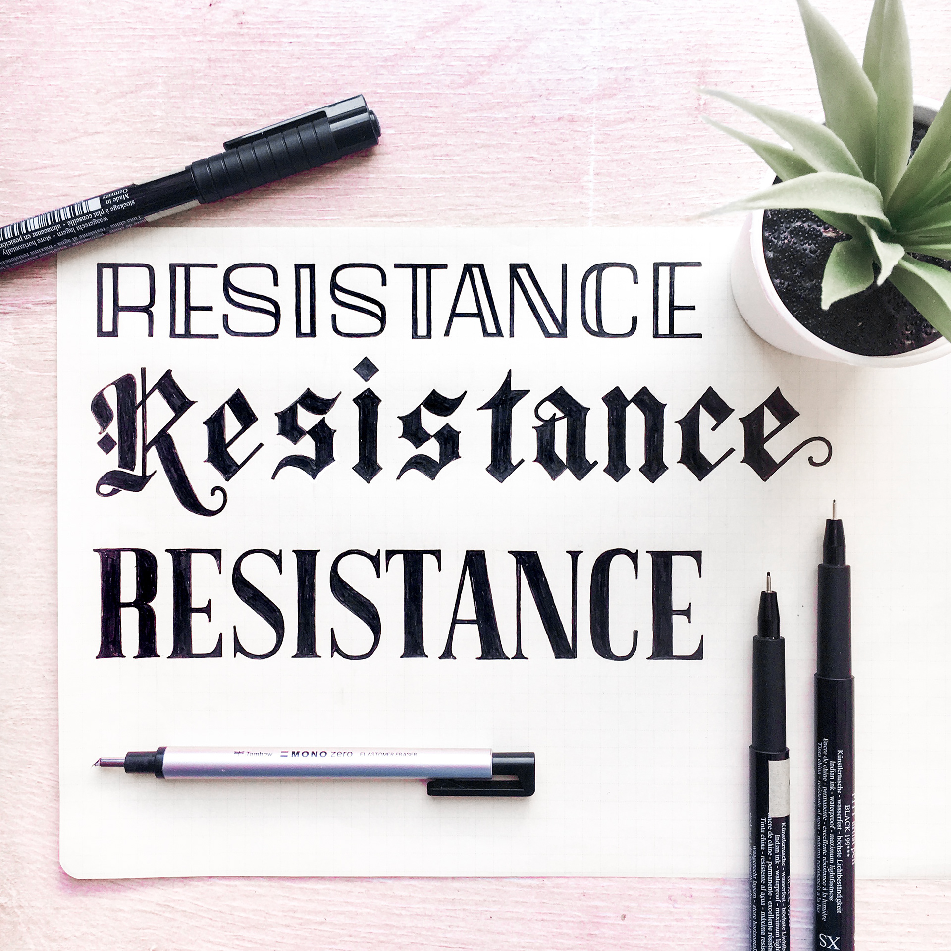 "Resistance" Title Cover Lettering