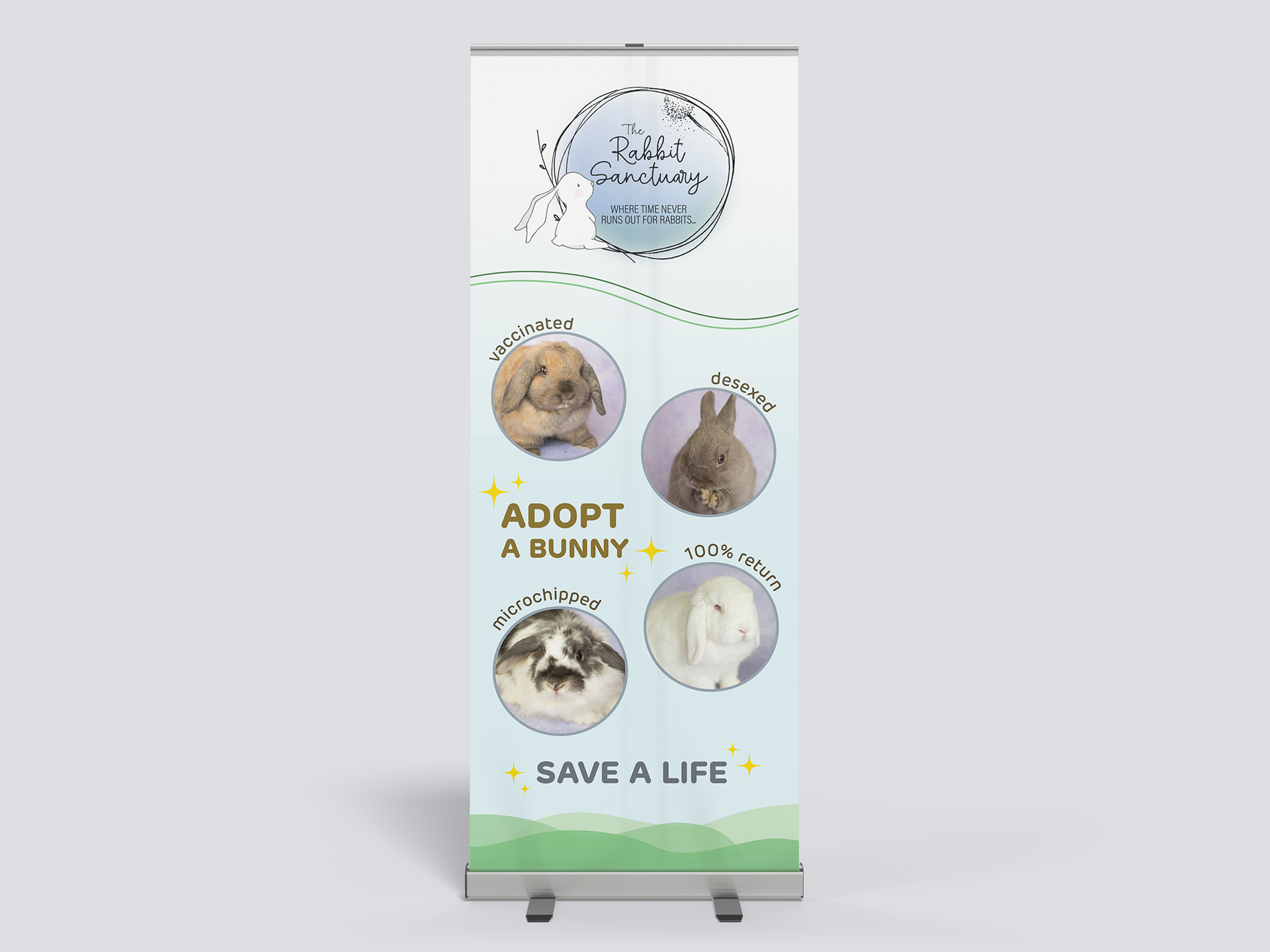 Rabbit Sanctuary Rollup Banner Design