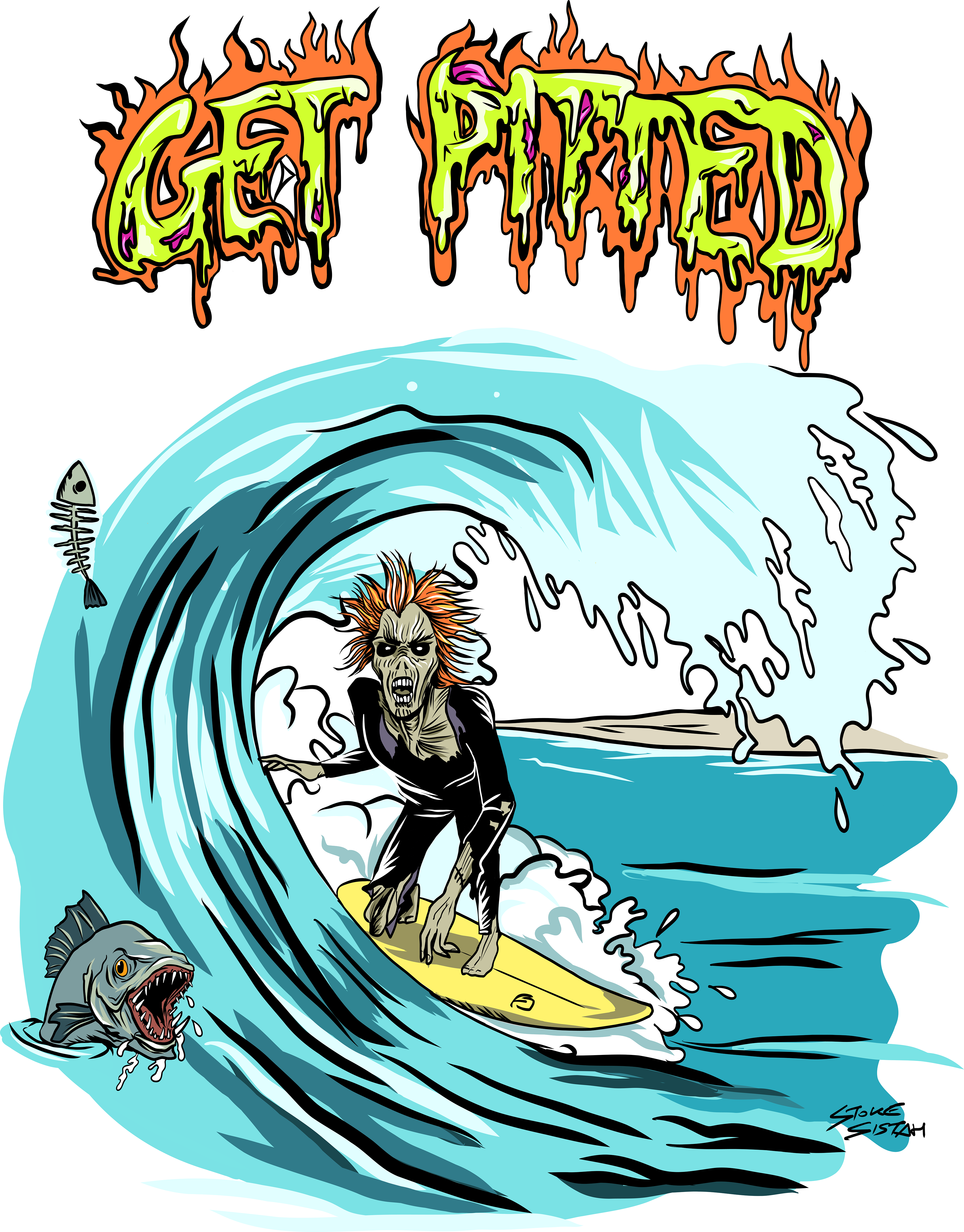 zombie surfing a barrel