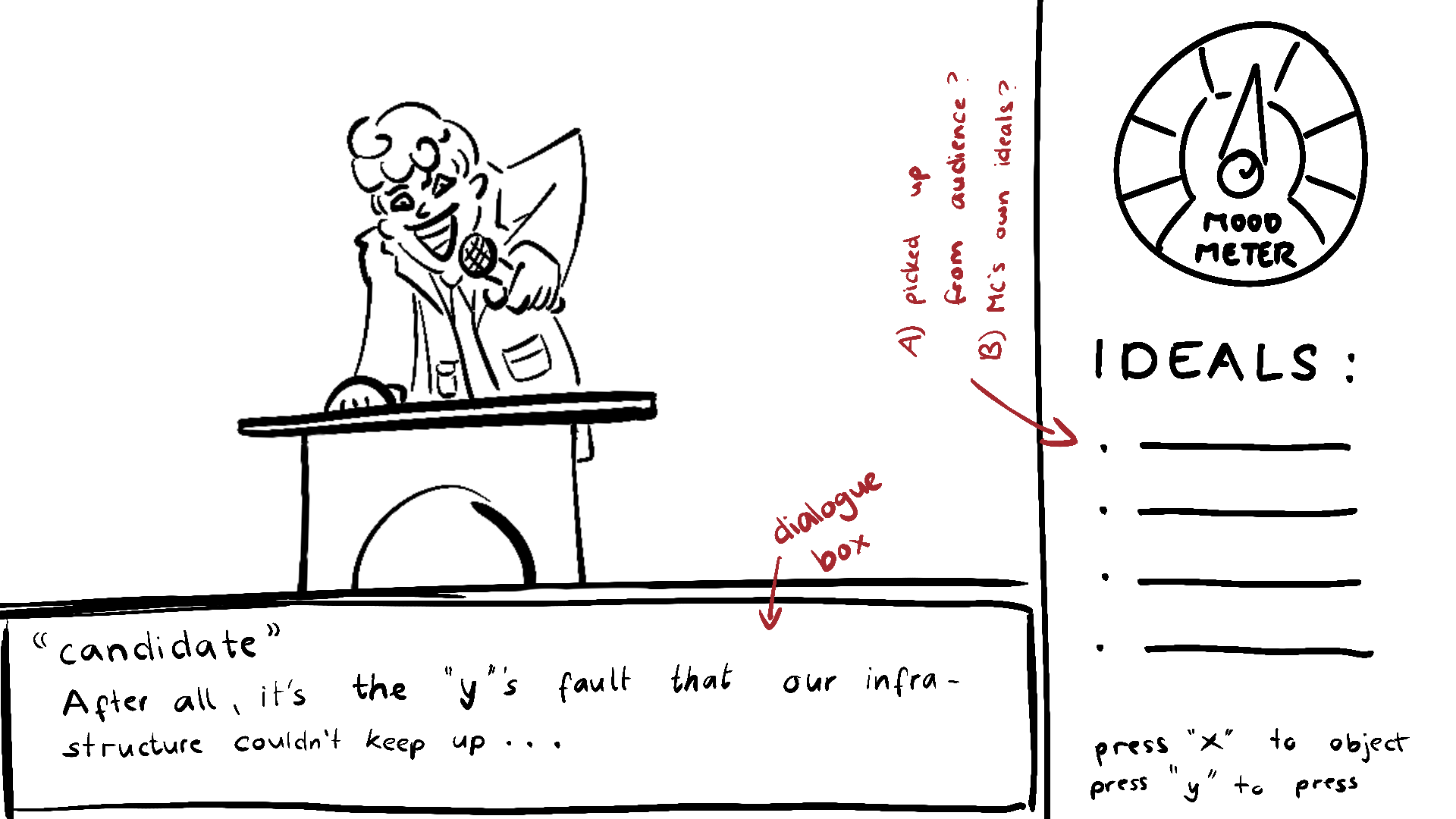 Skizze UI ursprüngliches Debattier-Spiel