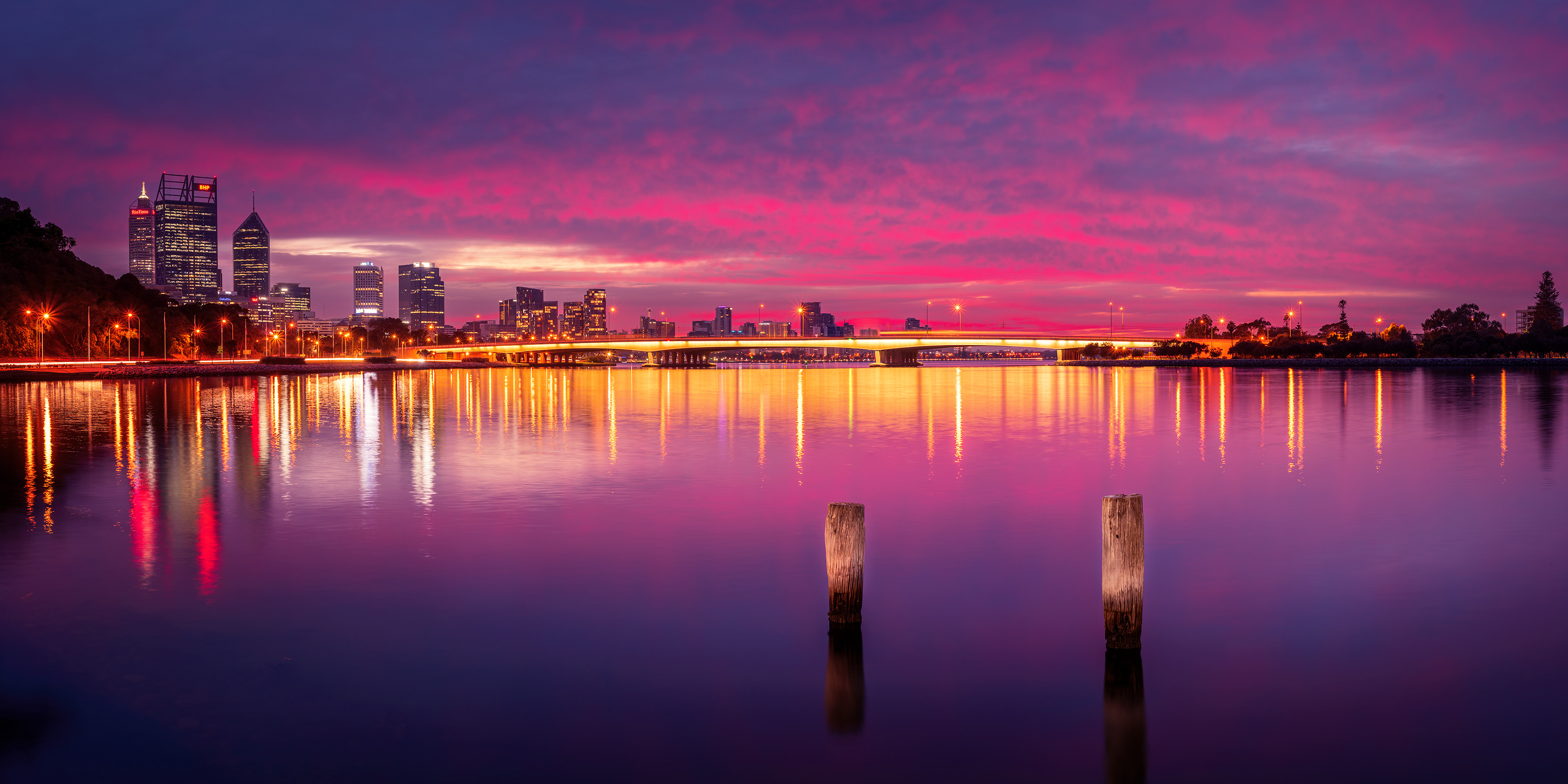 Perth CBD and Narrows Bridge from the Old Brewery Jetty