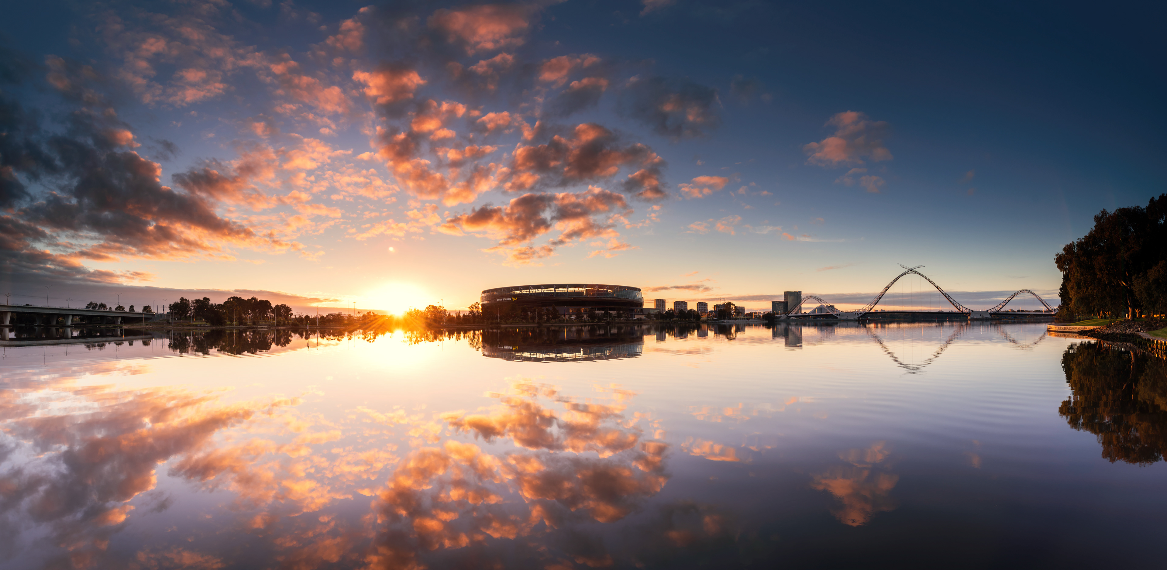 Optus Stadium and Matagarup Bridge, East Perth