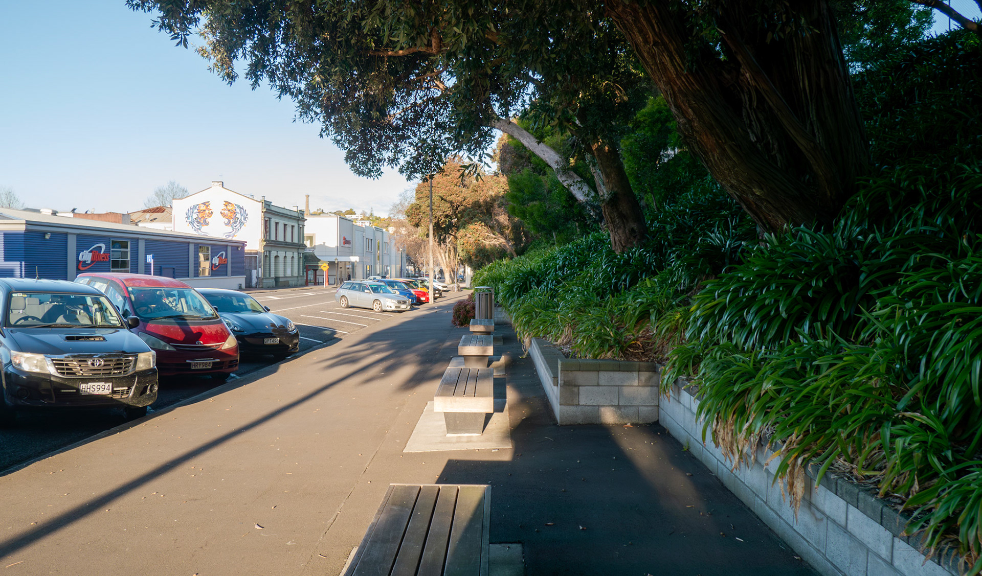 Benches along a road