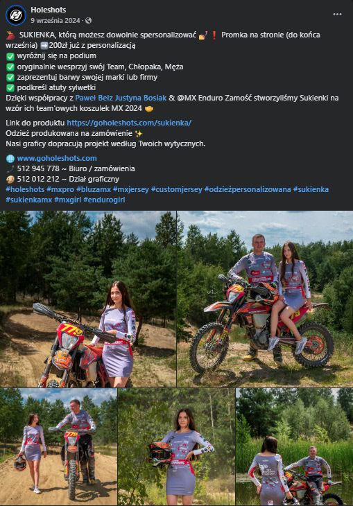 Moje zdjęcia wykorzystane w ramach współpracy z  Holeshots! Screen pochodzi z ich strony na Facebooku.