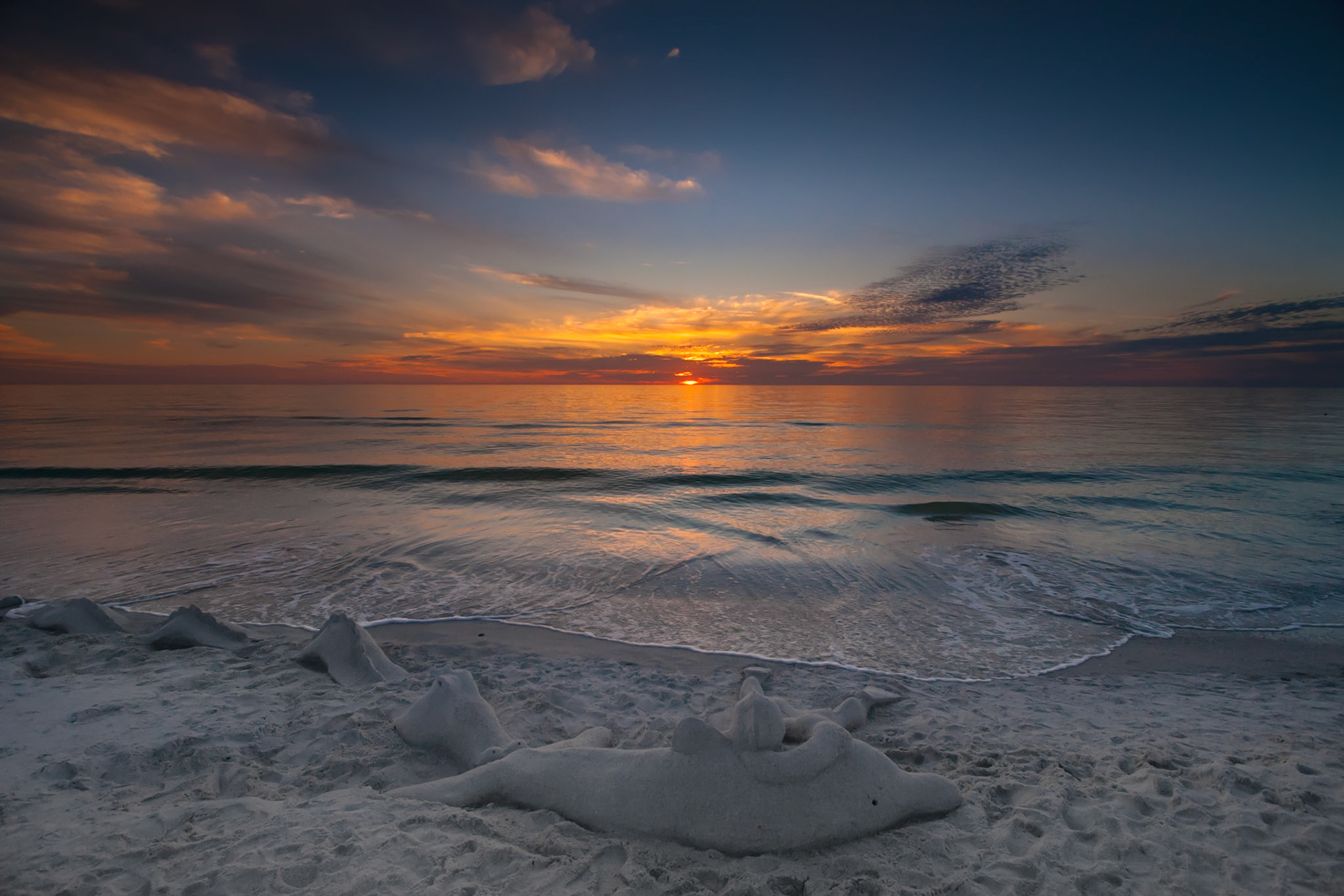 Sand Sculpture at Sunset