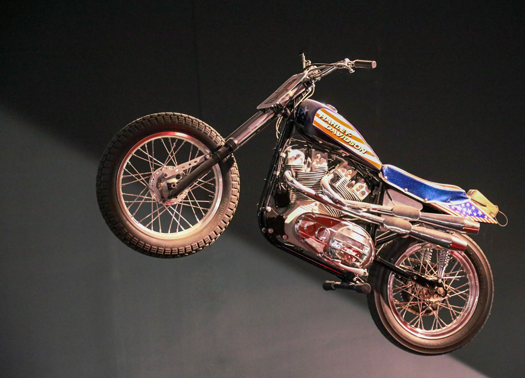 Replica of Evil Knievel’s bike (pre-jump of London buses…of course)