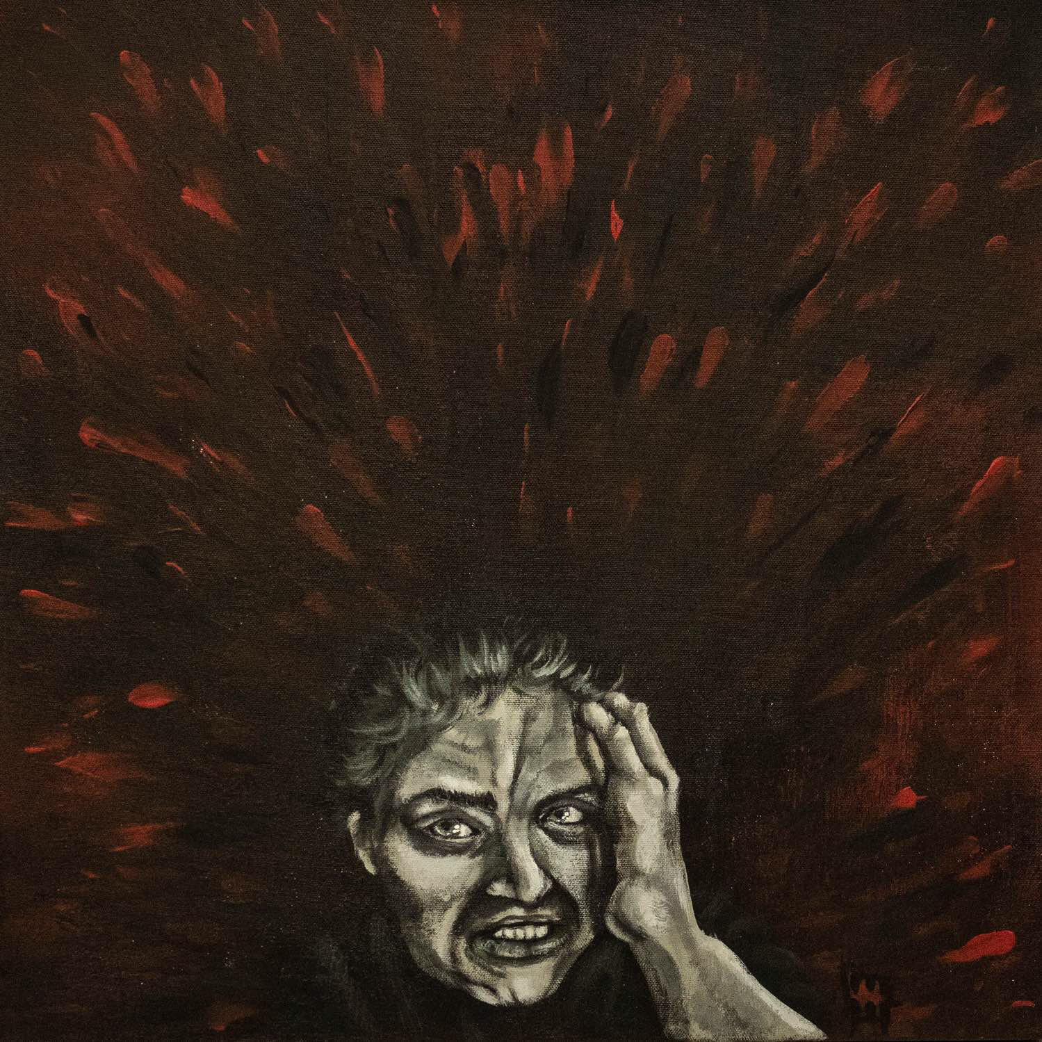 "Anguish" from The Emotion Series. 20 ¼” x 20" Acrylic 2018