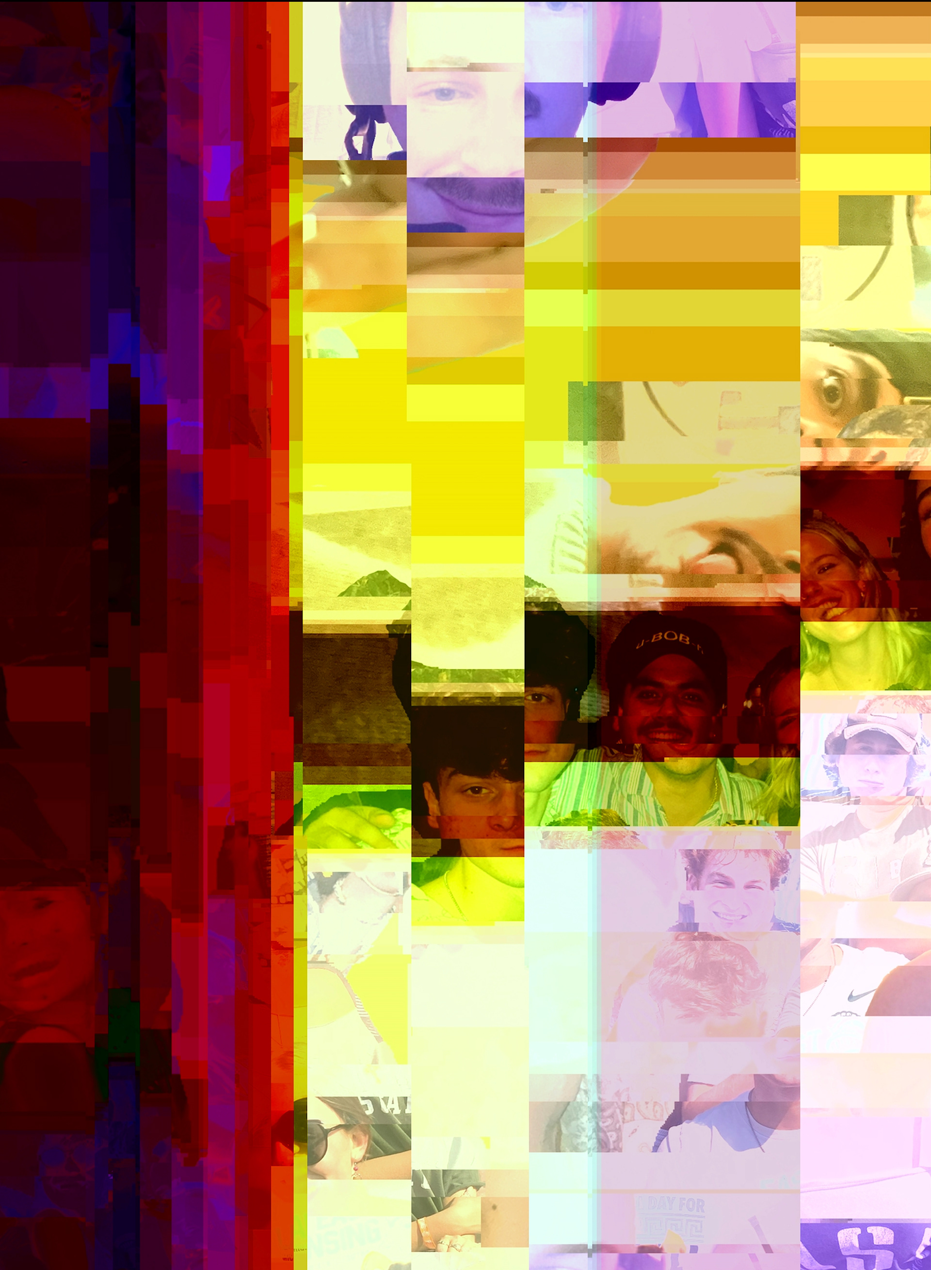 2 way glitch art of a collage I made of my friends and I.