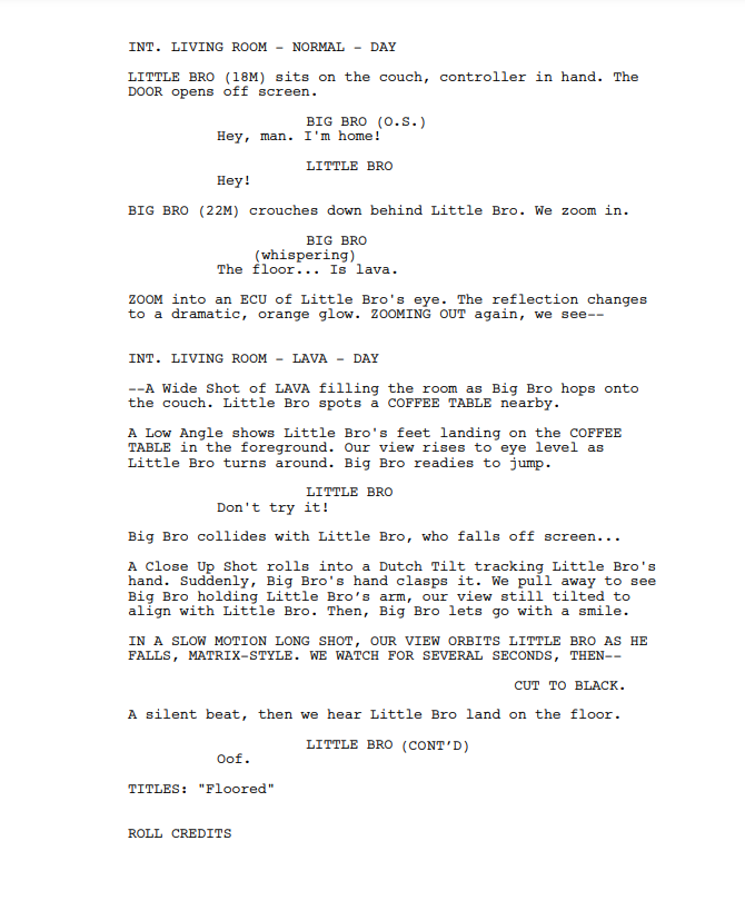 The final draft screenplay, optimized to one page!