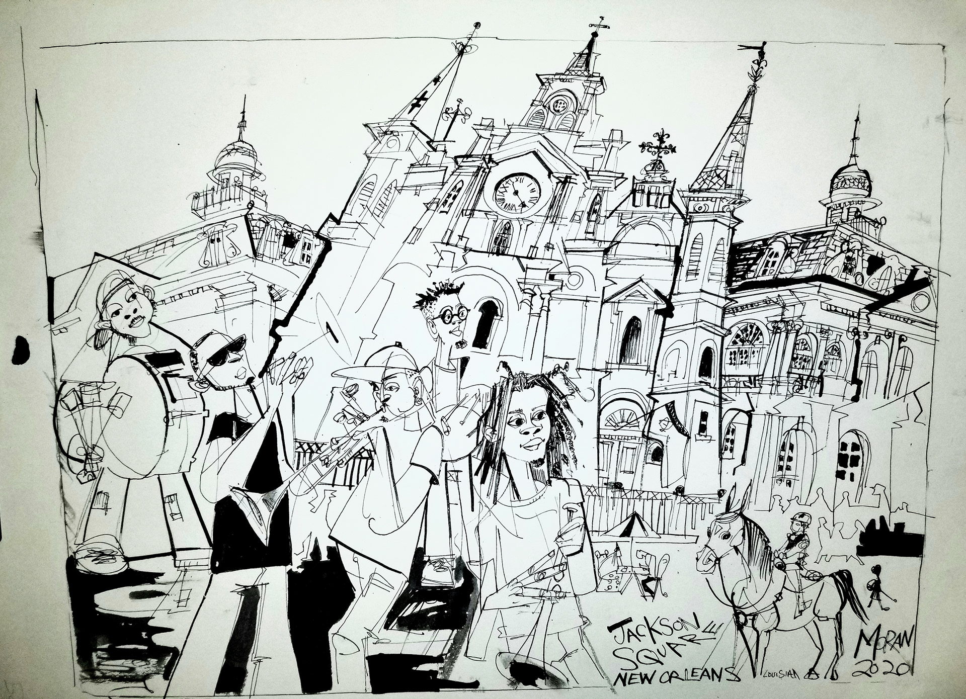 Jackson Square New Orleans  $375 10"x10" Ink on Paper