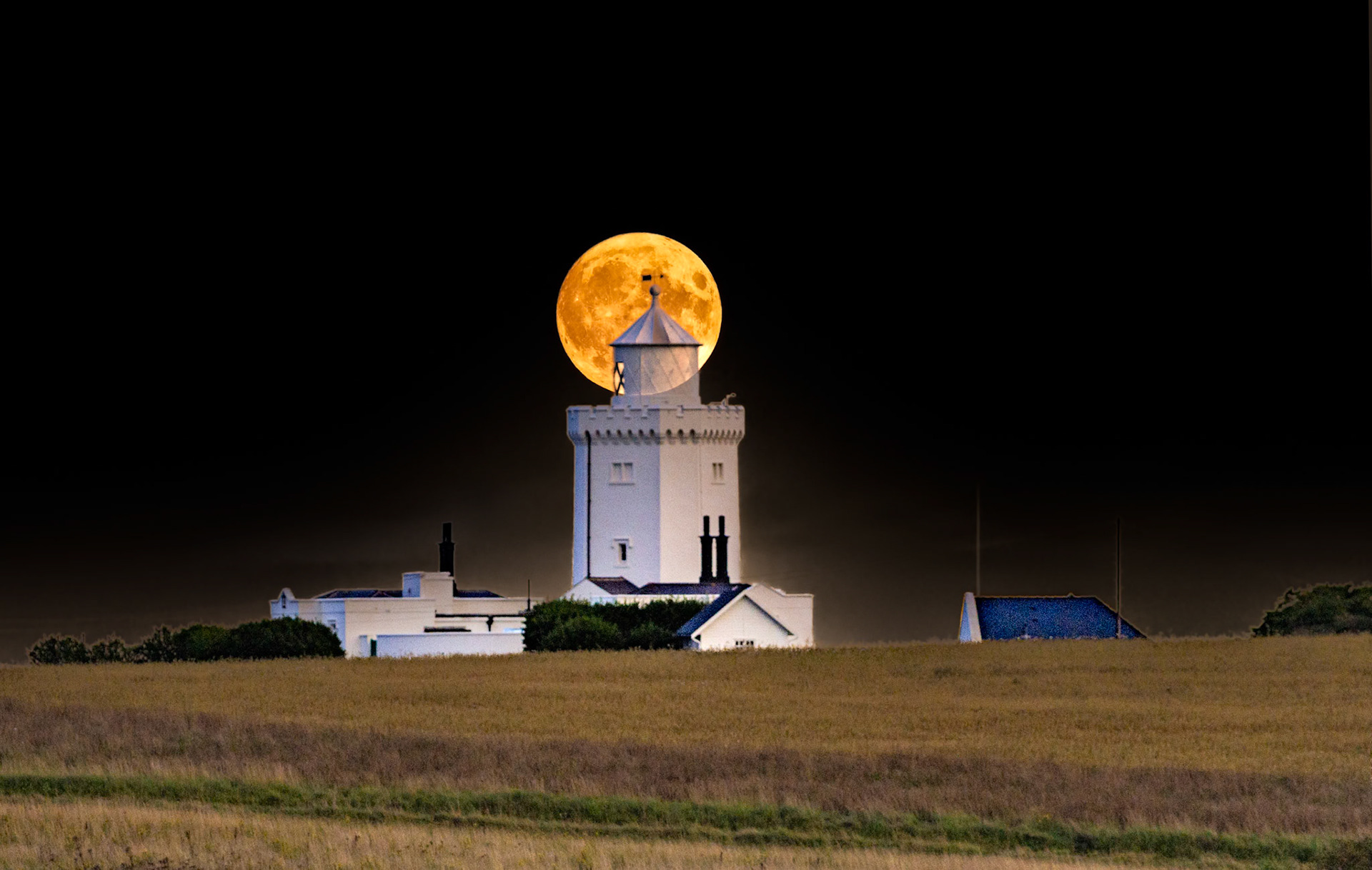 Supermoon Rising Over S. Foreland Lighthouse -UK