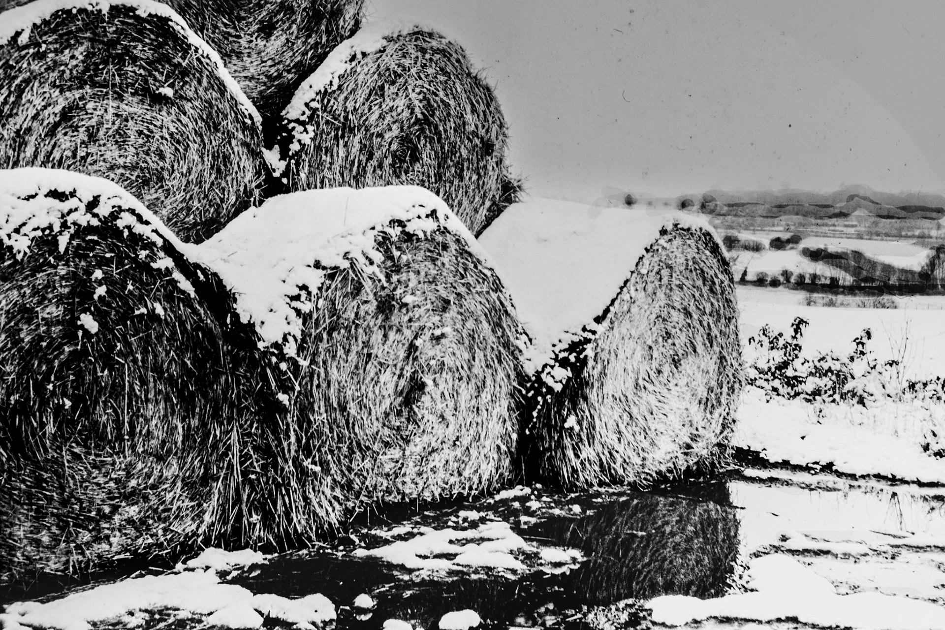 Straw Bales - Kent Winter Scene UK