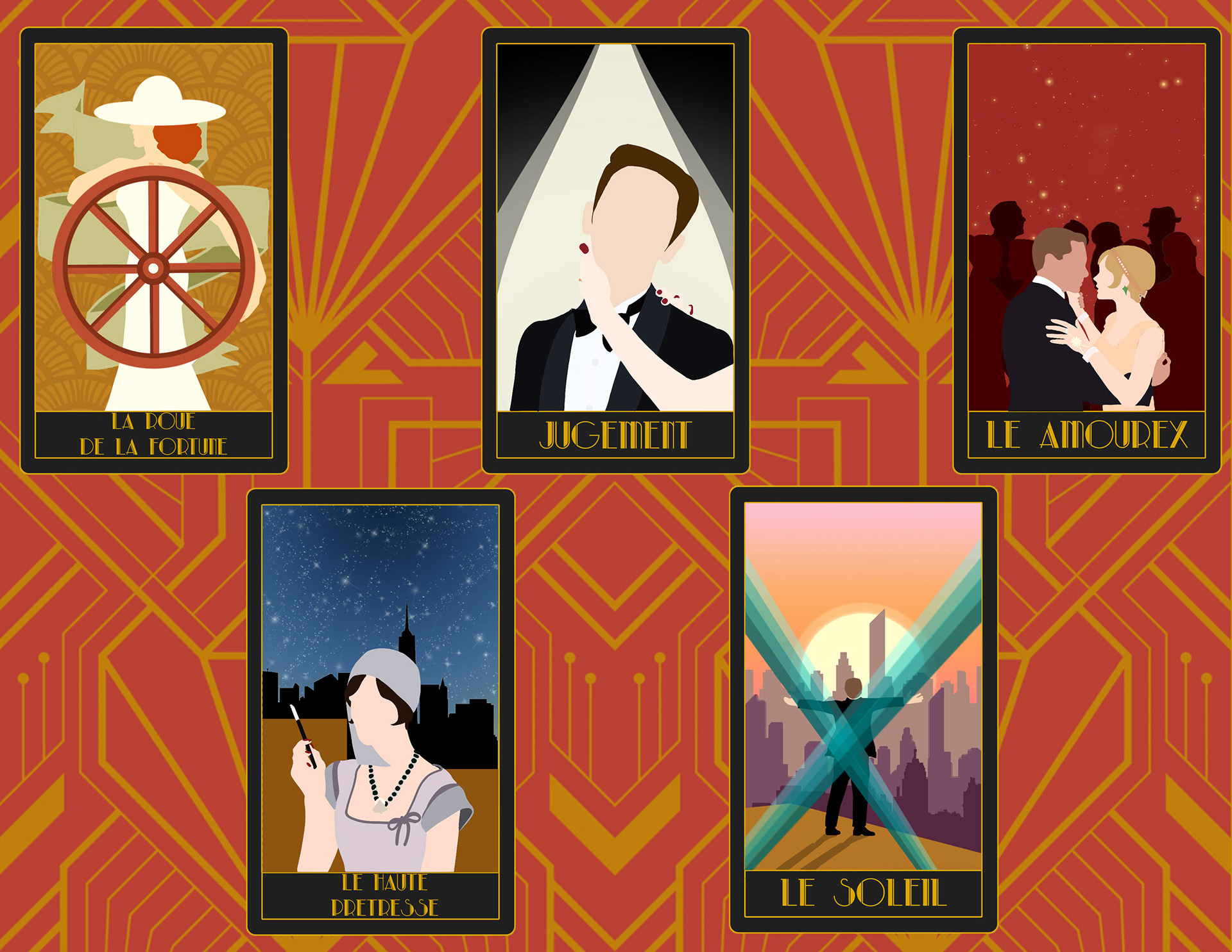 Vector art illustration inspired by The Great Gatsby for an English class project in high school. Made with illustrator and Photoshop.