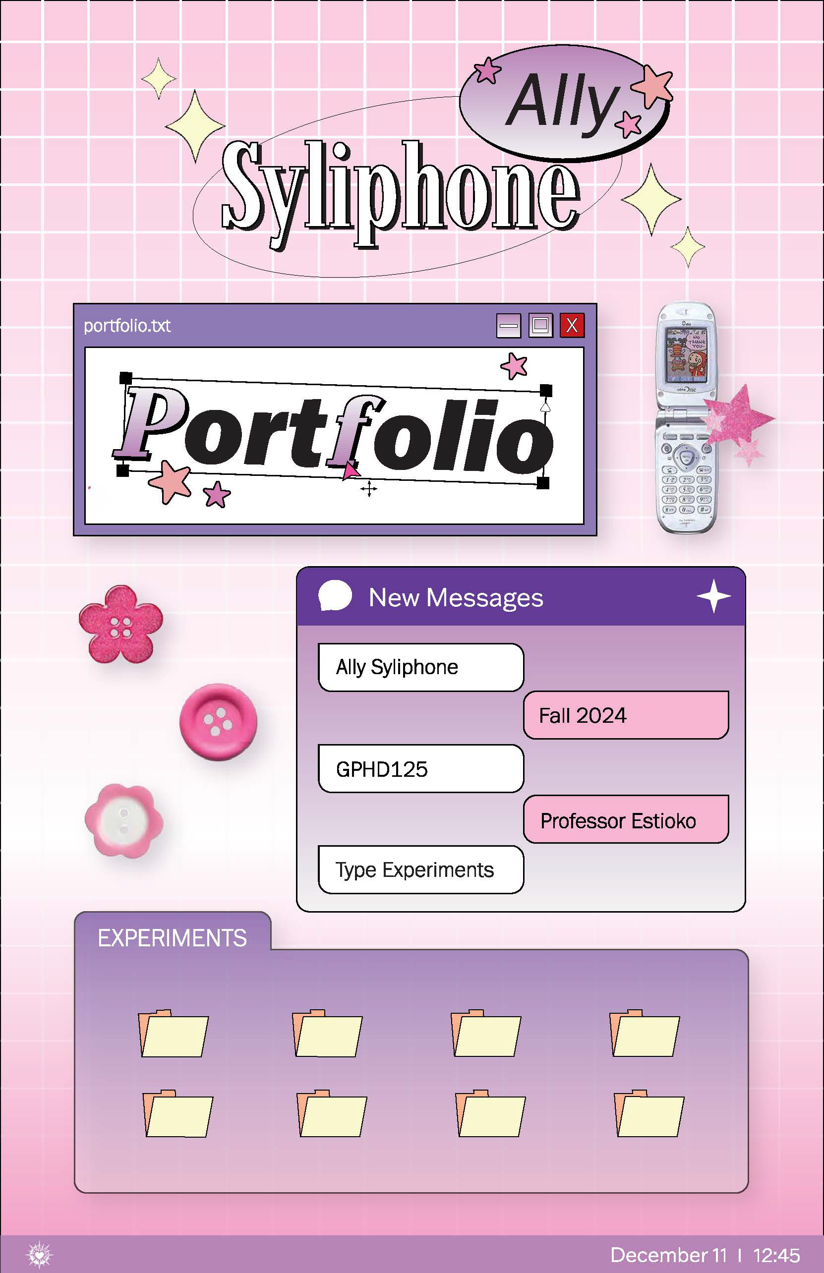Cover page for the physical version of the portfolio
