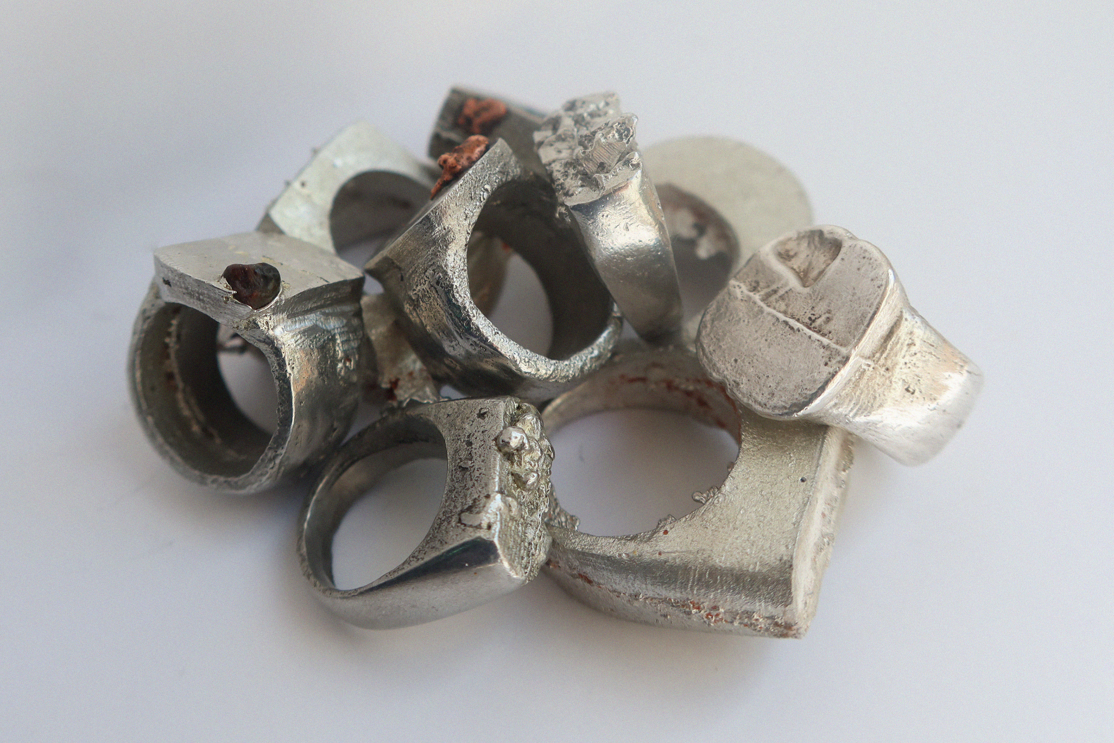 pewter, silver and copper signets with Earth cast seals