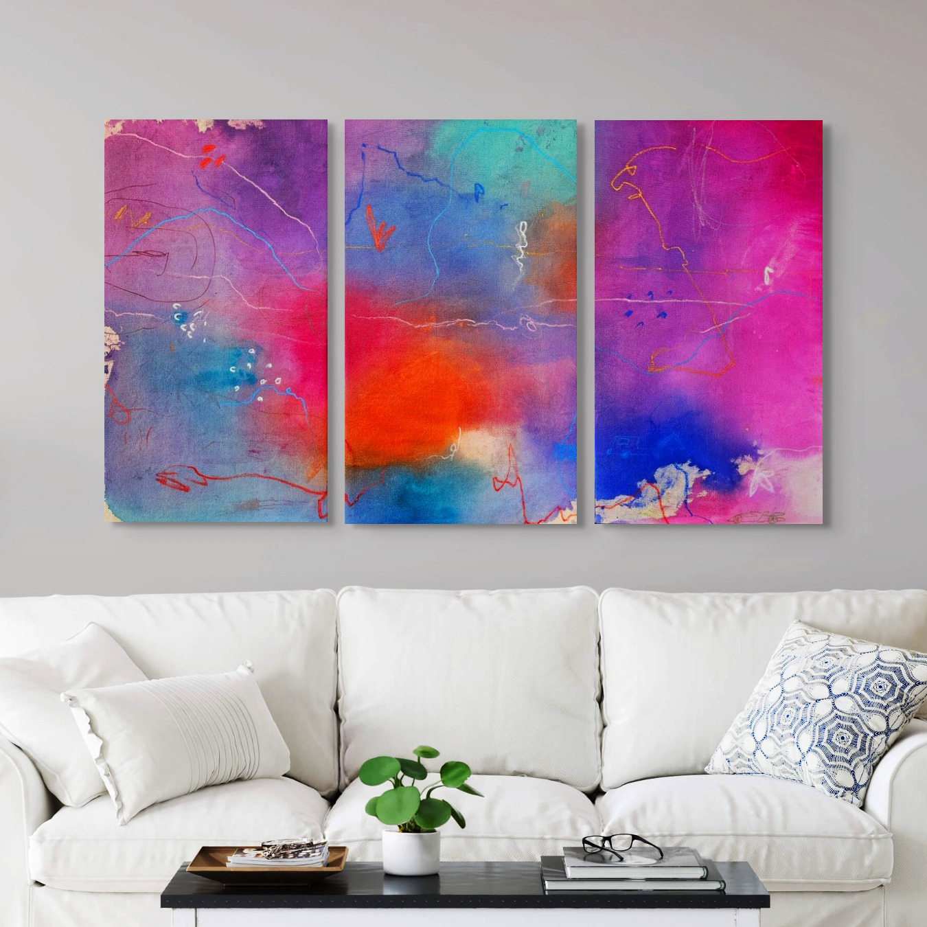 Head in the clouds triptych - in situ