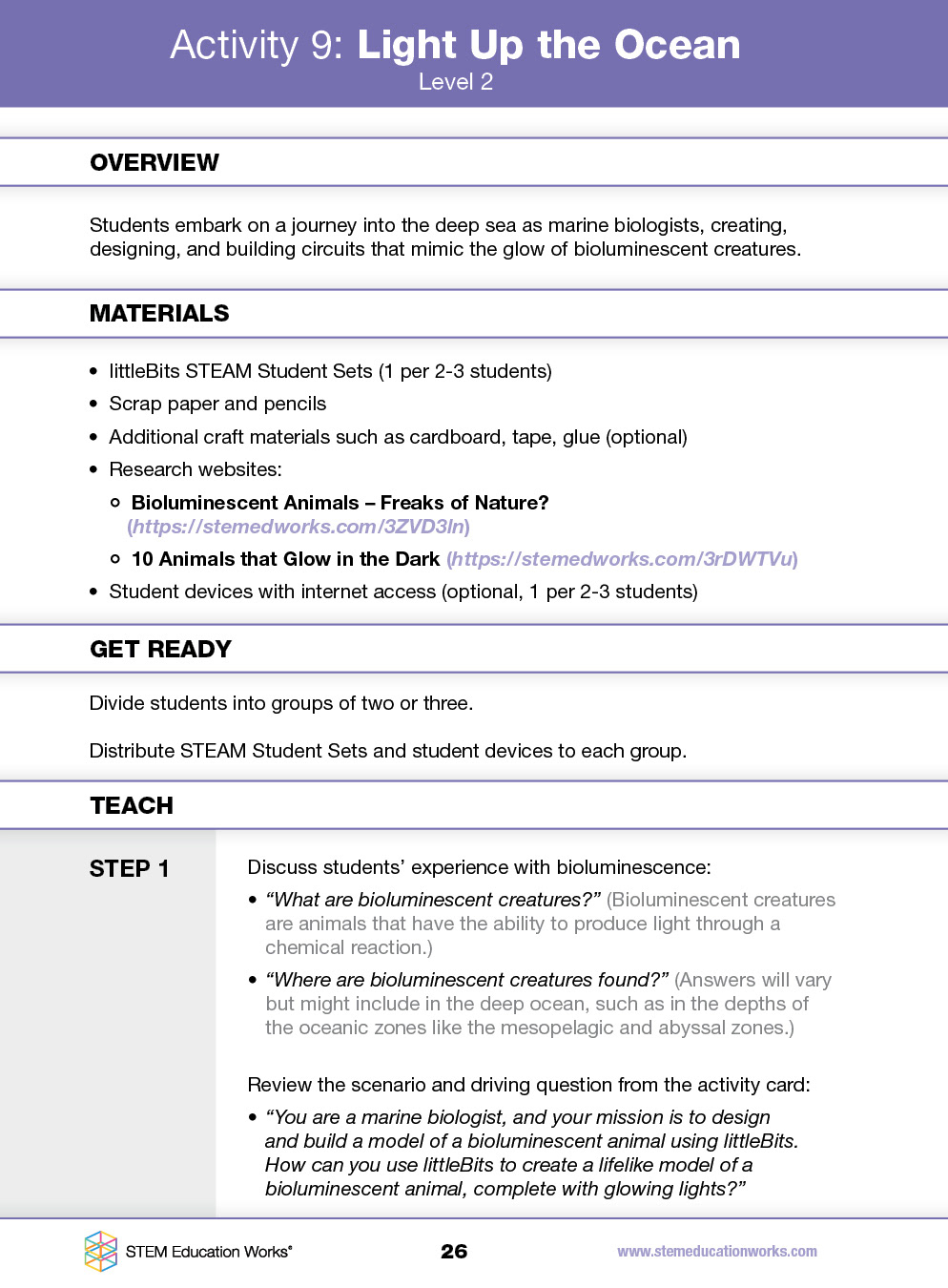 Overview, example page from littleBits booklet