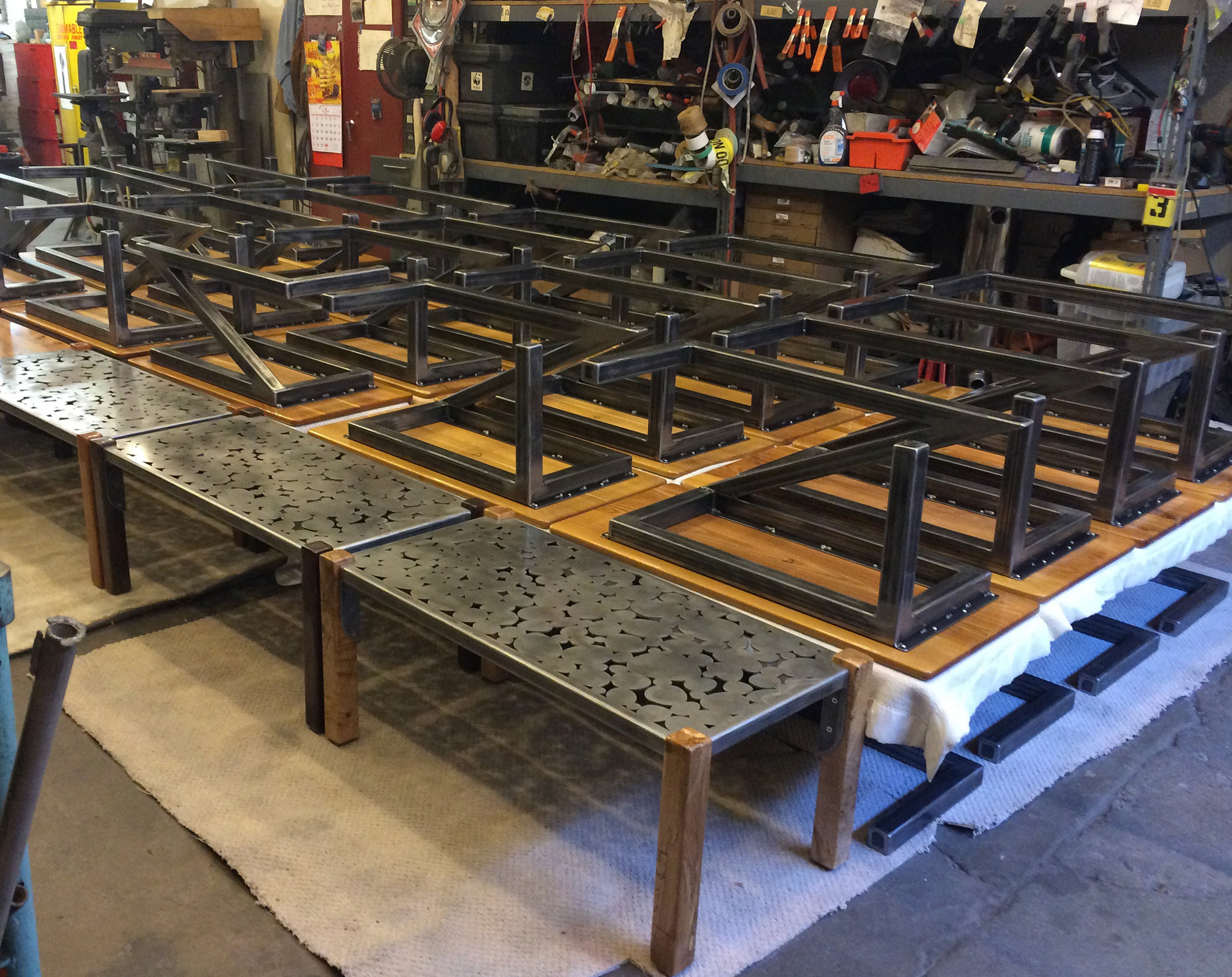 Coffee Tables being assembled