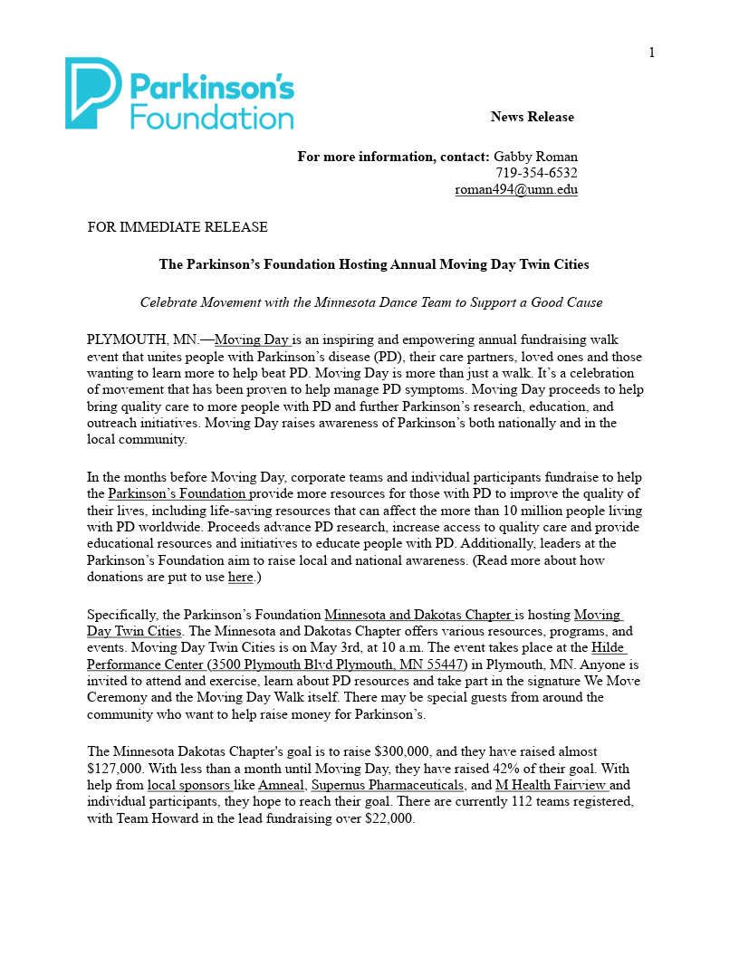 News Release Page 1