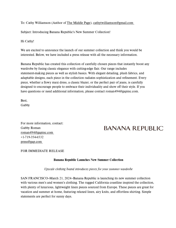 PR Press Release Page 1